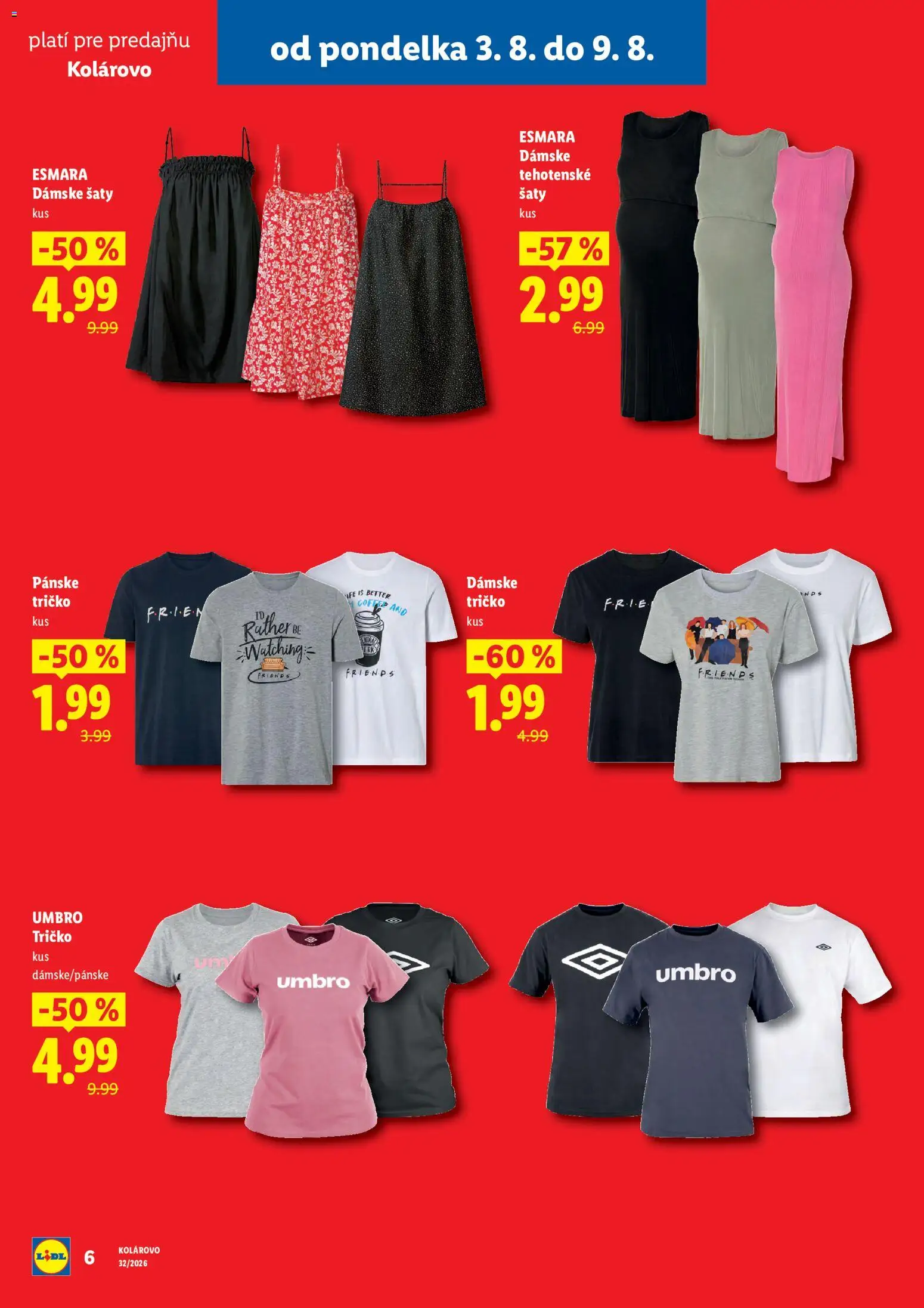 Nové Lidl akcie – leták je platný od 03.08.2026 | Strana: 6 | Produkty: Šaty, Tričko