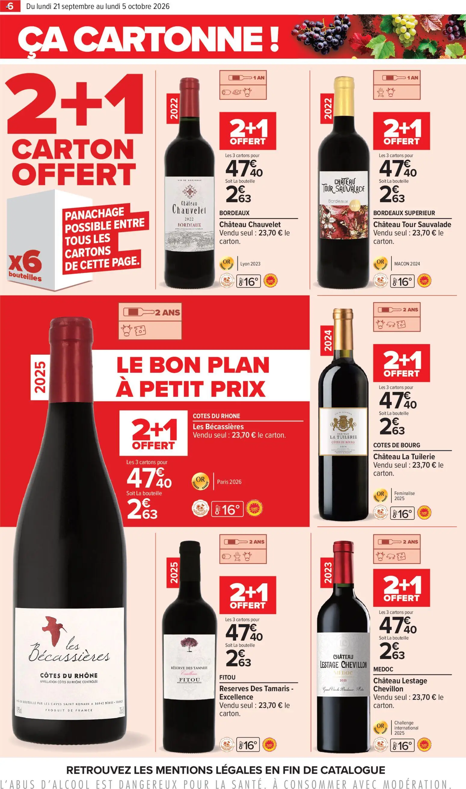 {H1} | Page: 6 | Produits: Bordeaux superieur, Fitou, Bouteille, Vin