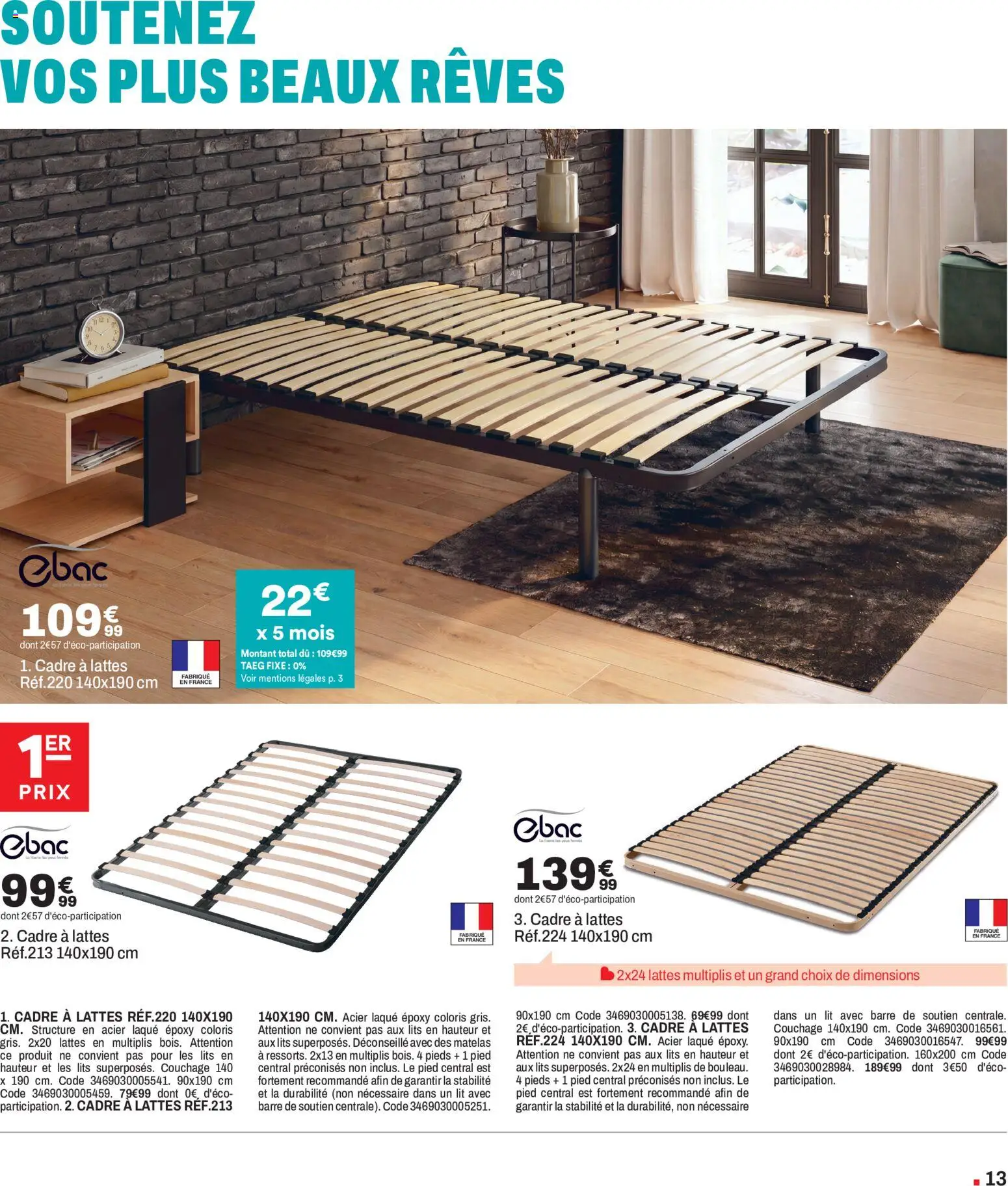 {H1} | Page: 13 | Produits: Lit, Matelas, Laque, Cadre
