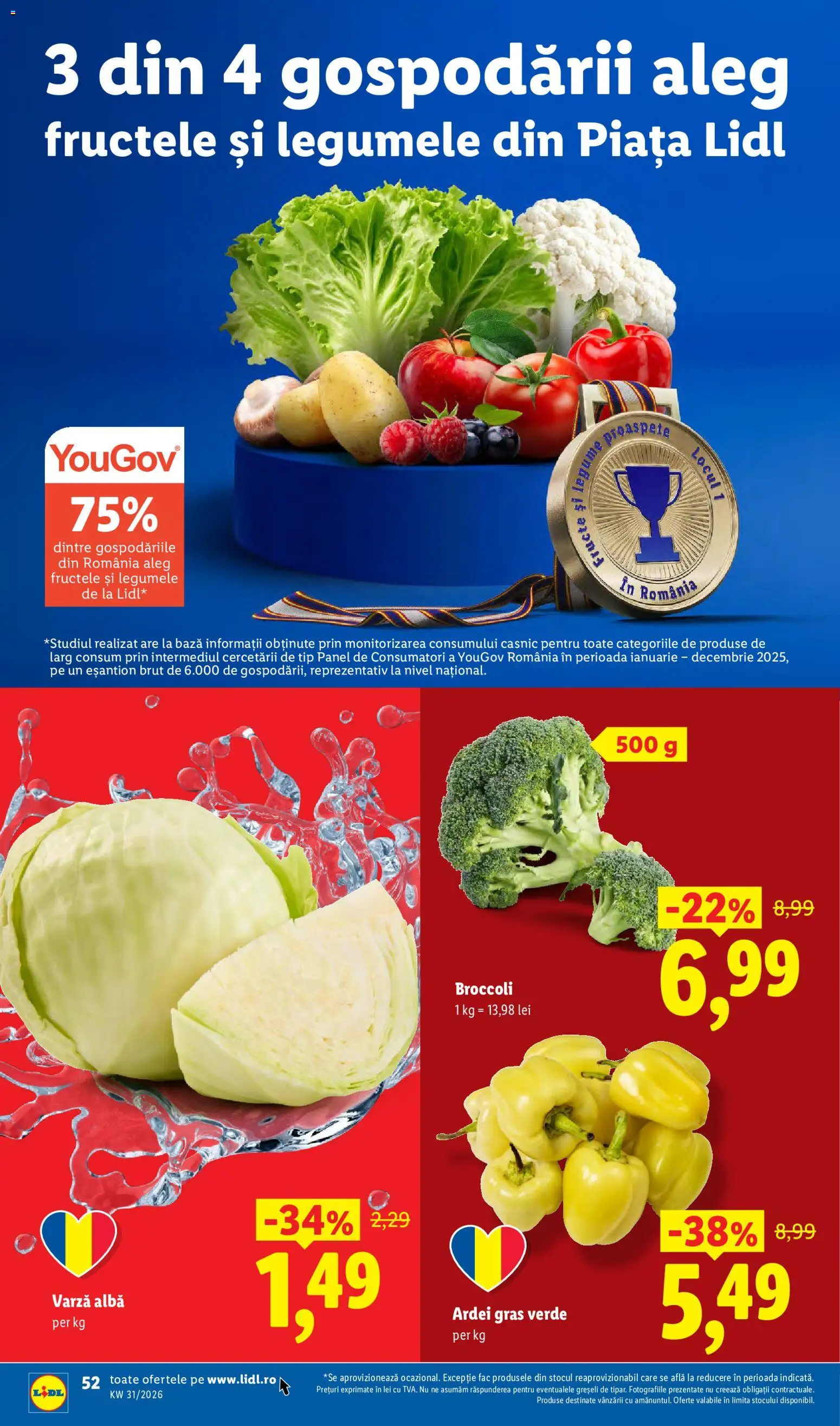 Noul catalog Lidl – valabil de la 27.07.2026 | Pagină: 52 | Produse: Varză, Ardei, Broccoli, Tip