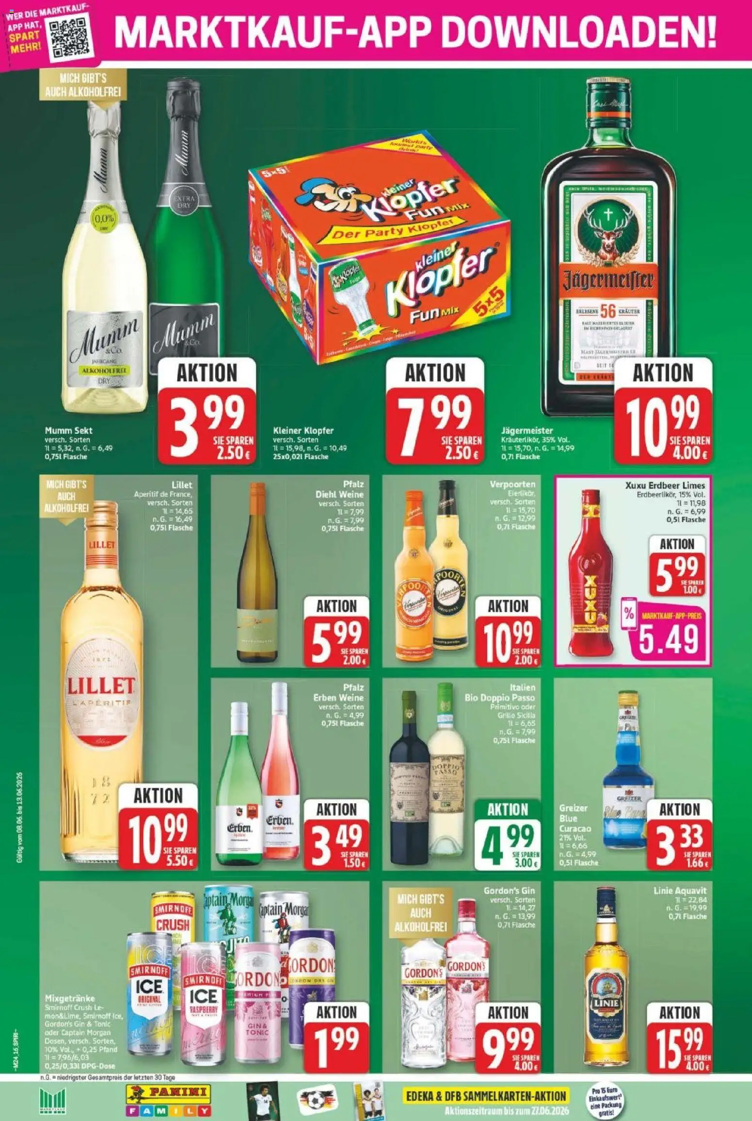 Marktkauf Prospekt – gültig ab 08.06.2026 | Seite: 16 | Produkte: Sekt, Jägermeister, Captain morgan, Gin