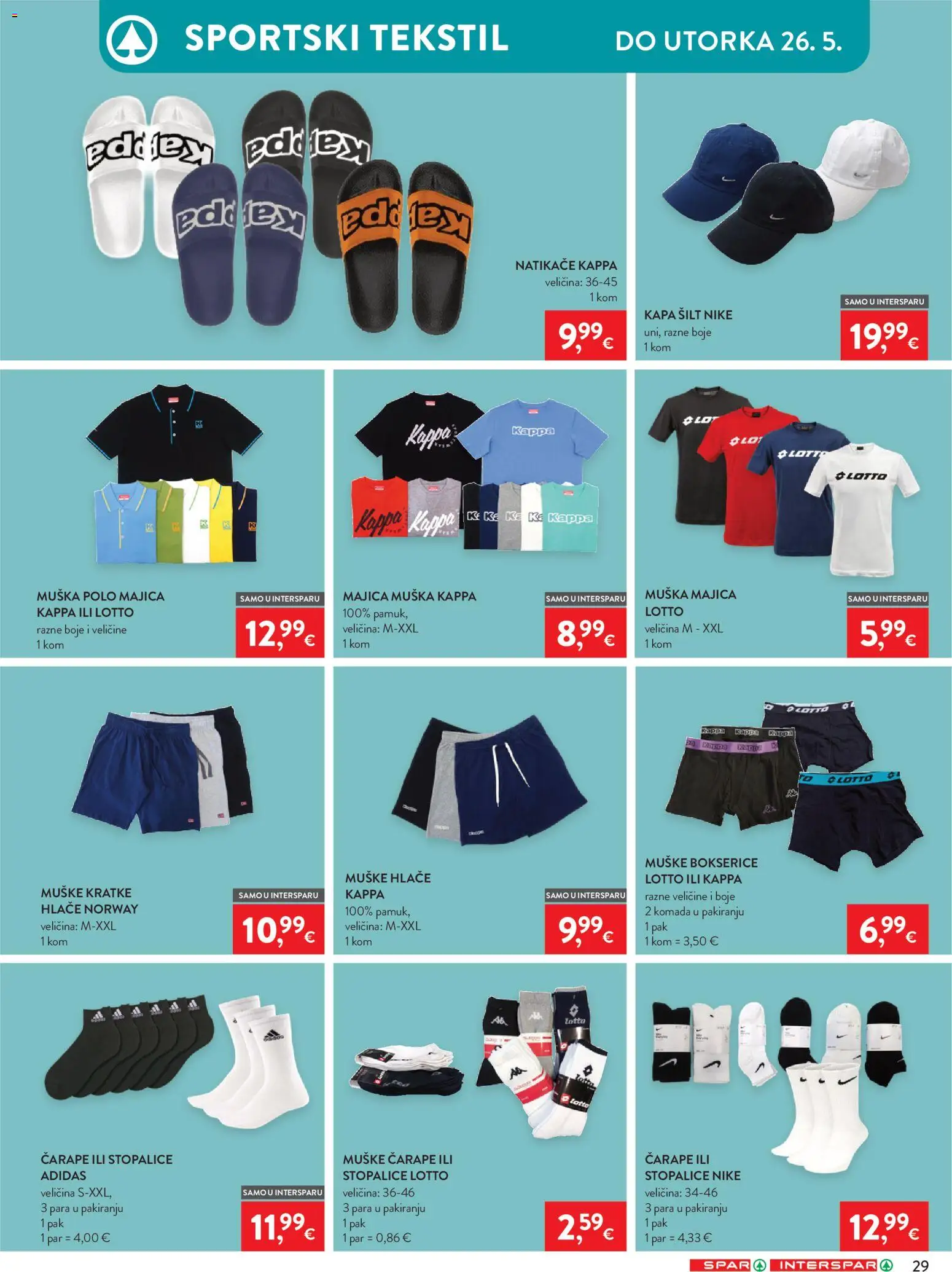 Spar katalog | vrijedi od 13.05.2026 | Stranica: 34 | Proizvodi: Majica, Hlače, Čarape, Bokserice