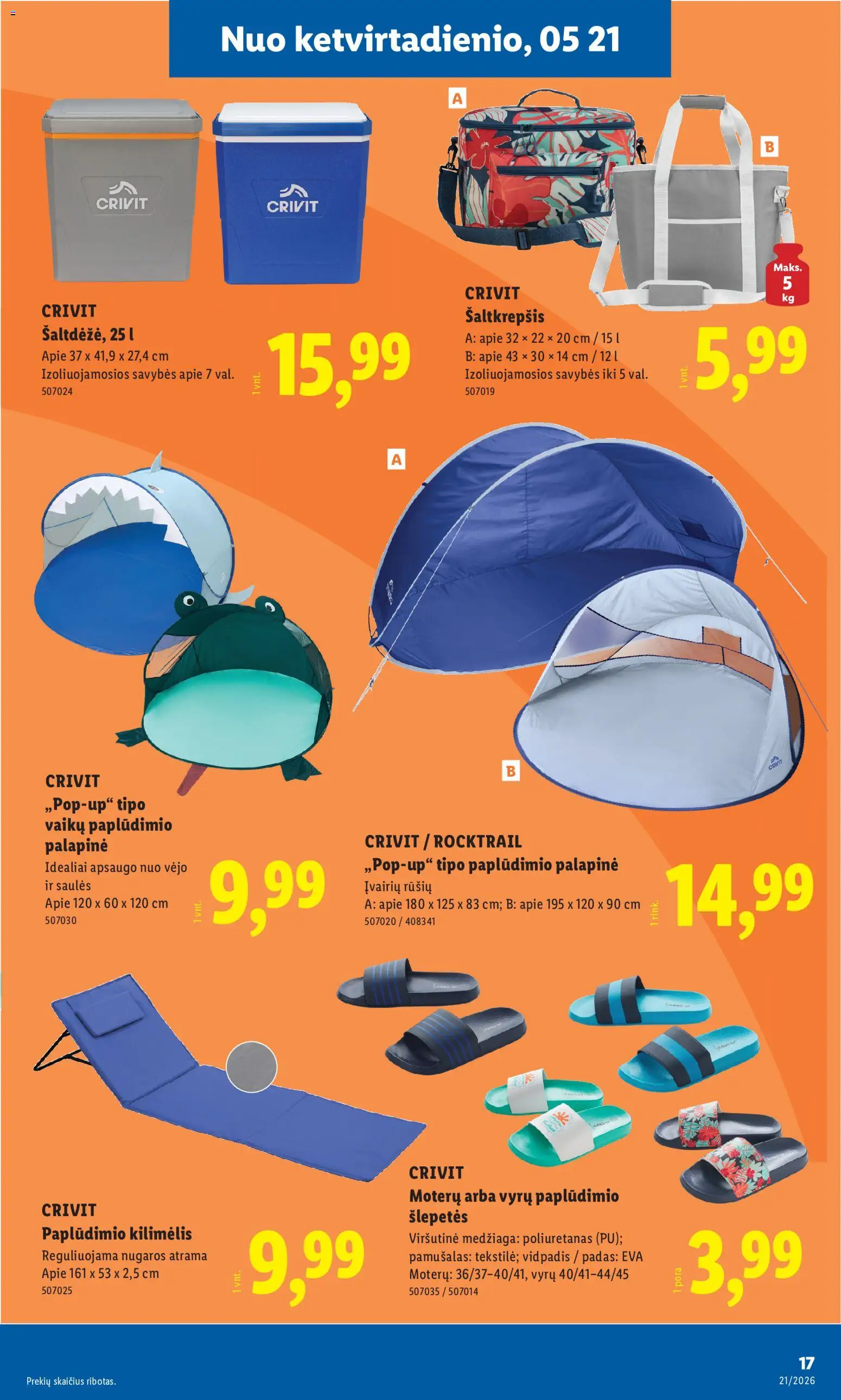 LIDL akcijos nuo 18.05.2026 | Puslapis: 17 | Prekių: Kilimėlis, Šlepetės