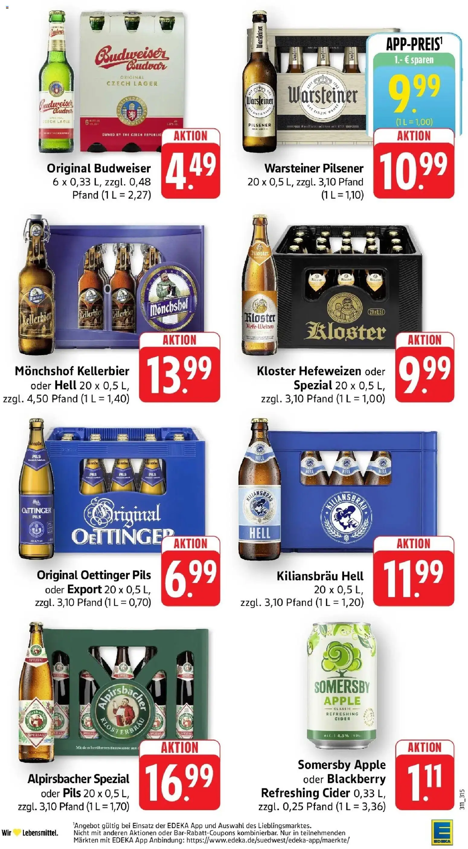 Edeka Prospekt Freiburg – gültig ab 27.07.2026 | Seite: 31 | Produkte: Monchshof, Oettinger, Apple, Warsteiner