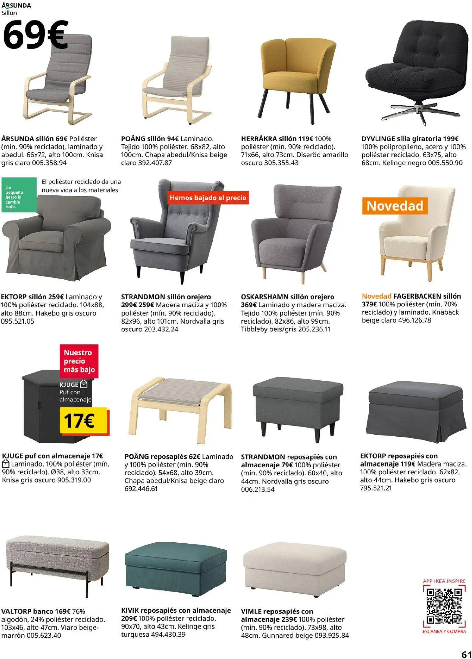 IKEA - Salones │ válido desde el 01/09/2026 | Página: 61 | Productos: Reposapiés, Almacenaje, Sillón, Silla