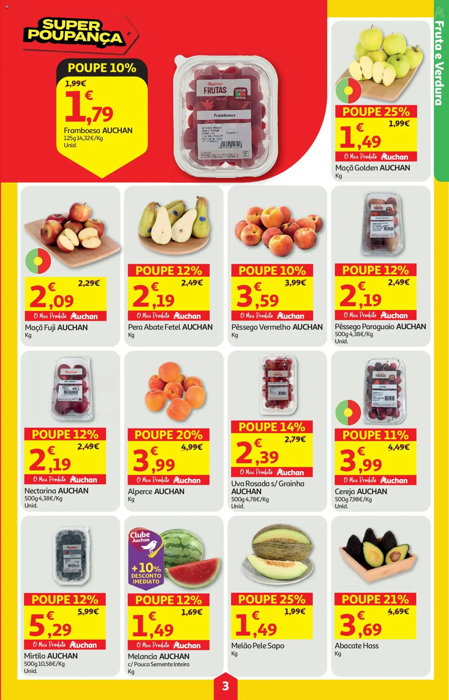 Auchan folheto │ válido de 04.06.2026 | Página: 3 | Produtos: Cereja, Maça, Abacate, Melancia