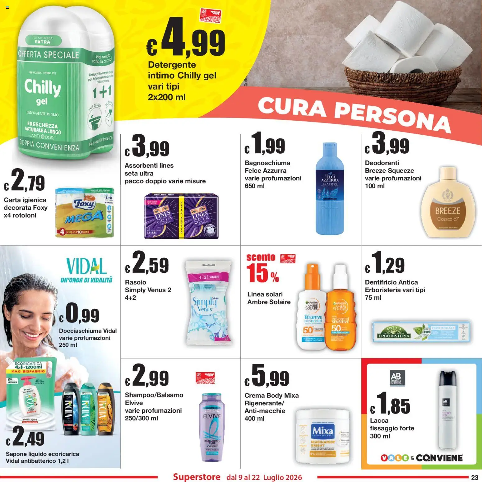 Volantino Sì con Te del 09/07/2026 | Pagina: 23 | Prodotti: Crema, Rasoio, Sapone, Detergente