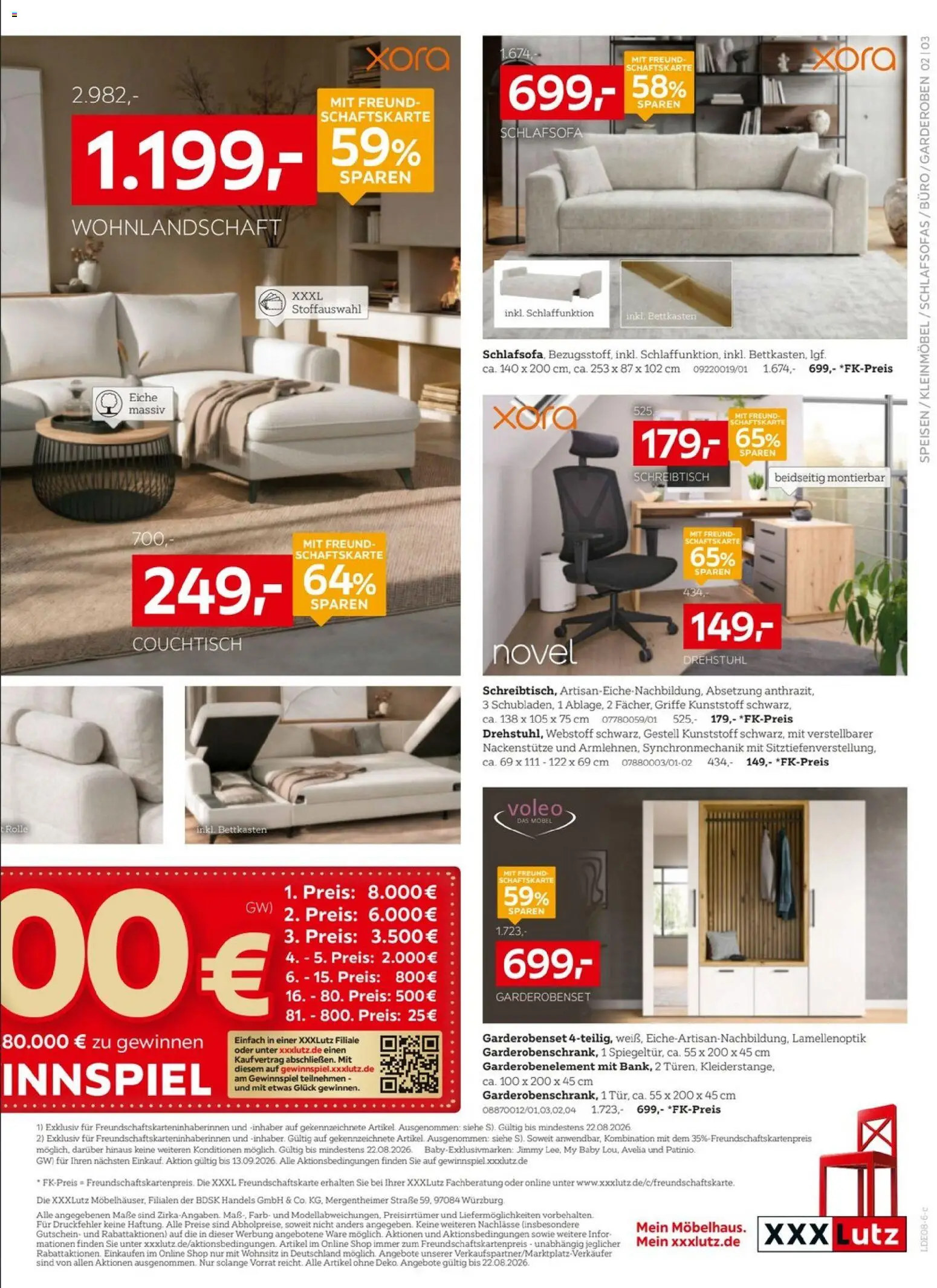 XXXLutz Jubiläum – gültig ab 08.08.2026 | Seite: 3 | Produkte: Wohnlandschaft, Schlafsofa, Couchtisch, Garderobenset
