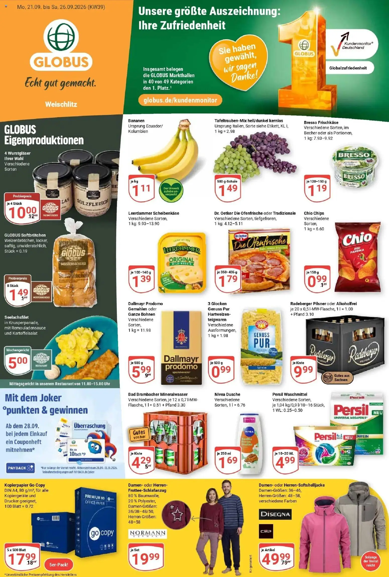 Globus Prospekt Weischlitz (ab 21.09.2026) » Angebote online | Seite: 4 | Produkte: Bad, Paprika, Dallmayr prodomo, Drucker