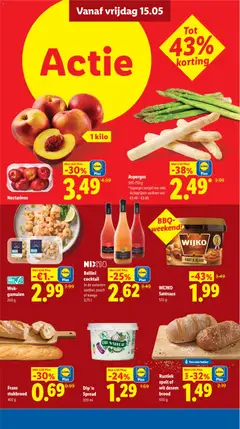 Asperges, 500-750 g *Asperges verspil-me-niet. Actieprijzen variëren van €2.49 - €3.99. - Voorbeeld van een folder van Lidl, geldig van 11.05.2026 | Pagina: 46 | Producten: Brood, Baguette, Stokbrood, Dip