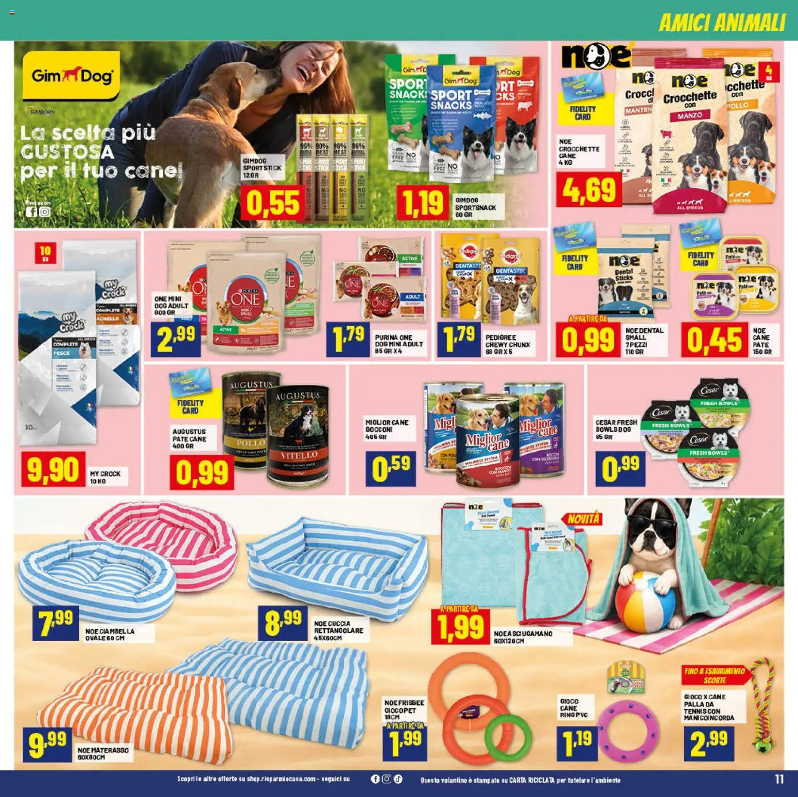 Volantino RisparmioCasa del 27/06/2026 | Pagina: 11 | Prodotti: Manzo, Crocchette, Gioco, Materasso