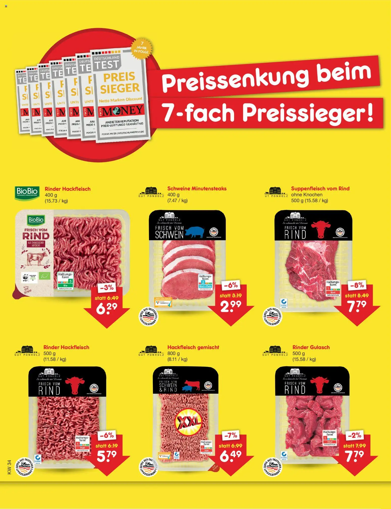 Netto Marken-Discount Preissenkung auf Dauer – gültig ab 17.08.2026 | Seite: 1 | Produkte: Gulasch, Suppenfleisch, Hackfleisch