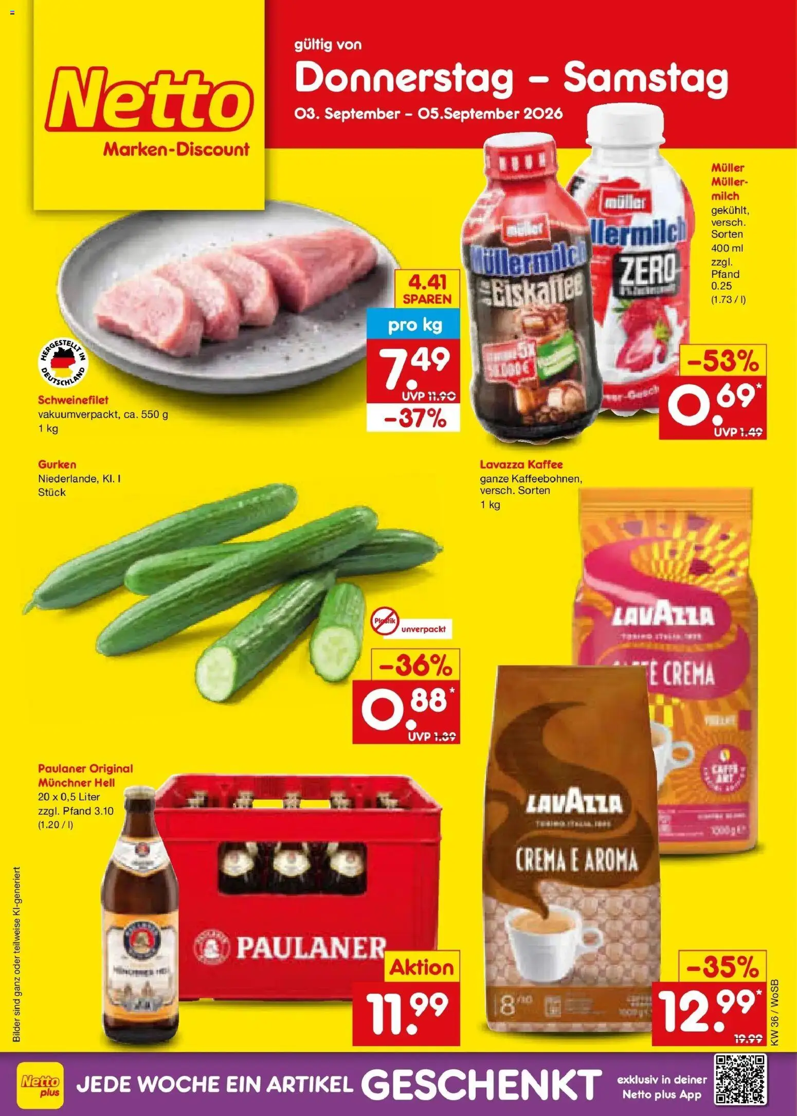 Netto Marken-Discount Prospekt Mannheim (ab 31.08.2026) » Angebote | Seite: 56 | Produkte: Lavazza, Milch, Kaffee, Bilder