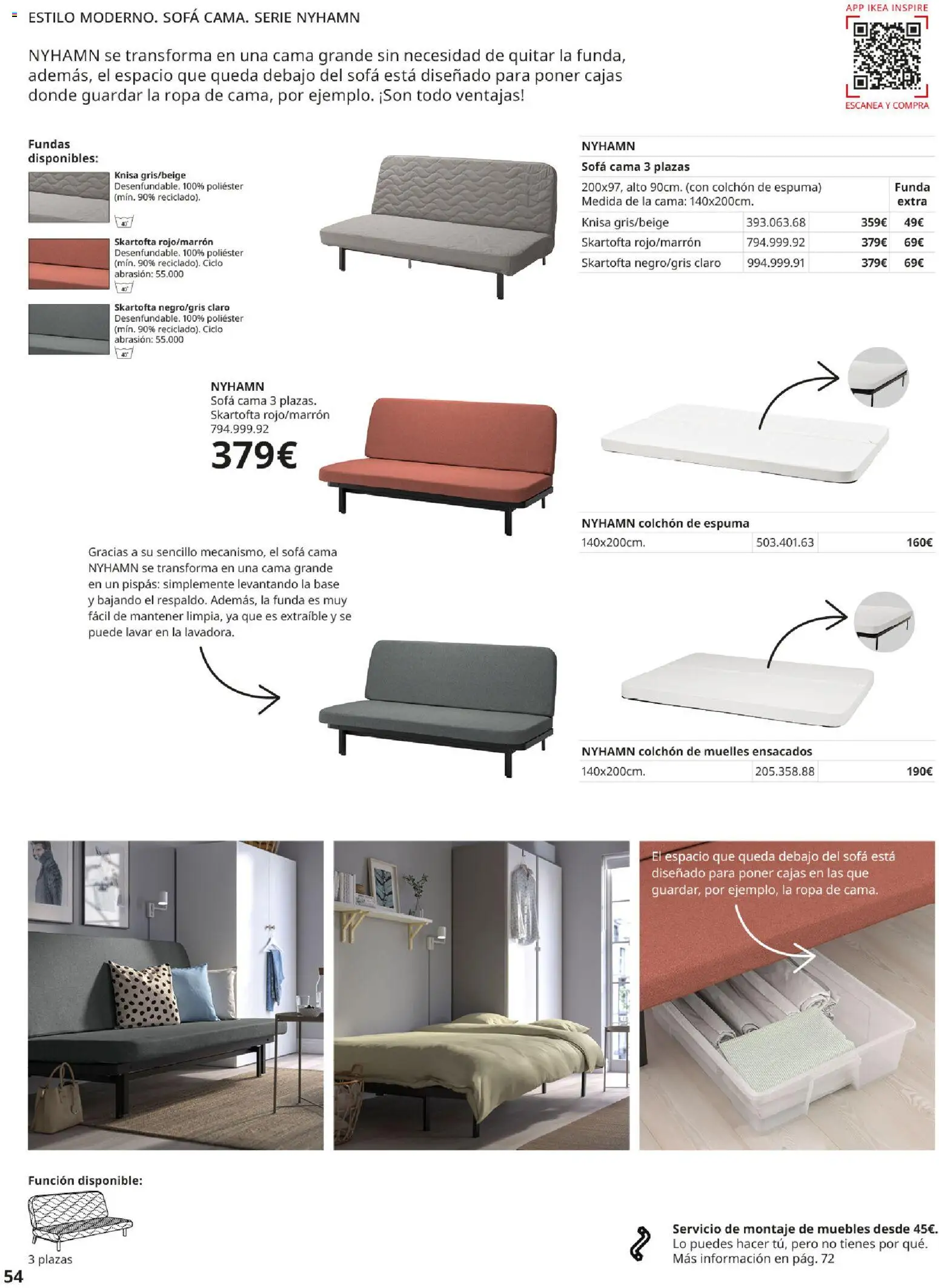 Catálogo IKEA Sofás │ válido desde el 07.05.2026 | Página: 54 | Productos: Colchon, Funda, Sofá cama, Cama