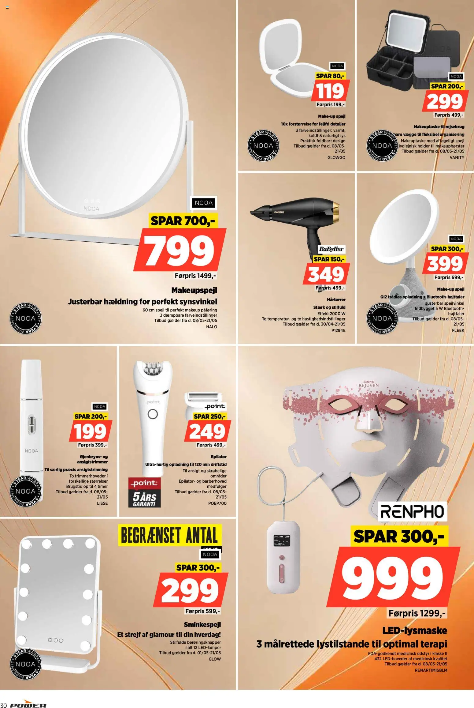 Power tilbudsavis – gyldig fra 08.05.2026 | Side: 30 | Produkter: Makeup, Spejl, Højttaler, Hårtørrer