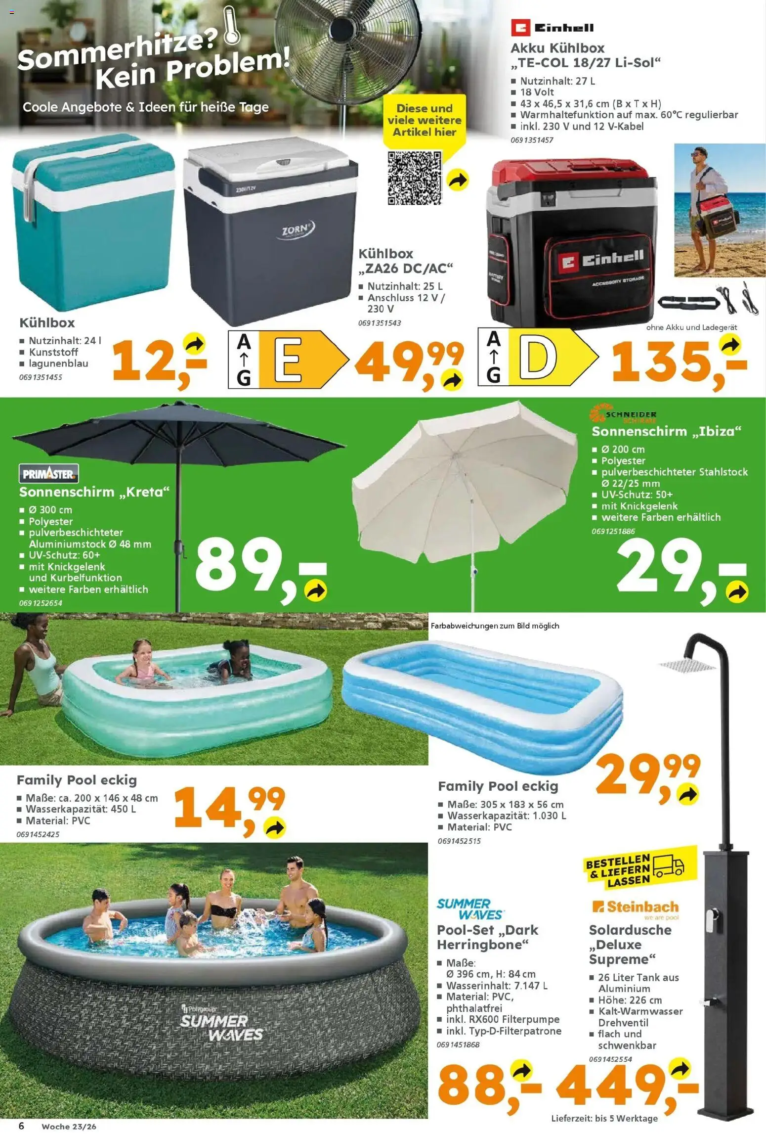 Globus Baumarkt Prospekt Heusweiler – gültig ab 31.05.2026 | Seite: 6 | Produkte: Sonnenschirm, Ladegerät