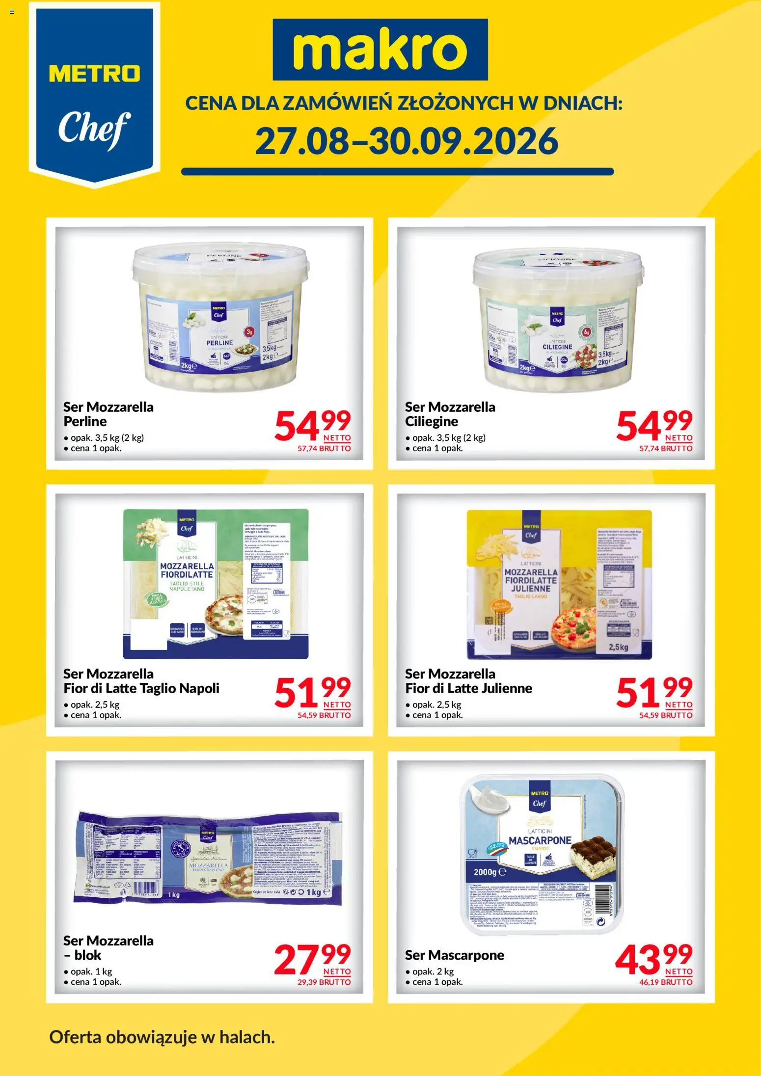 Makro gazetka - Metro Chef od 27.08.2026 | Strona: 2 | Produkty: Mascarpone, Ser, Ser mascarpone, Mozzarella