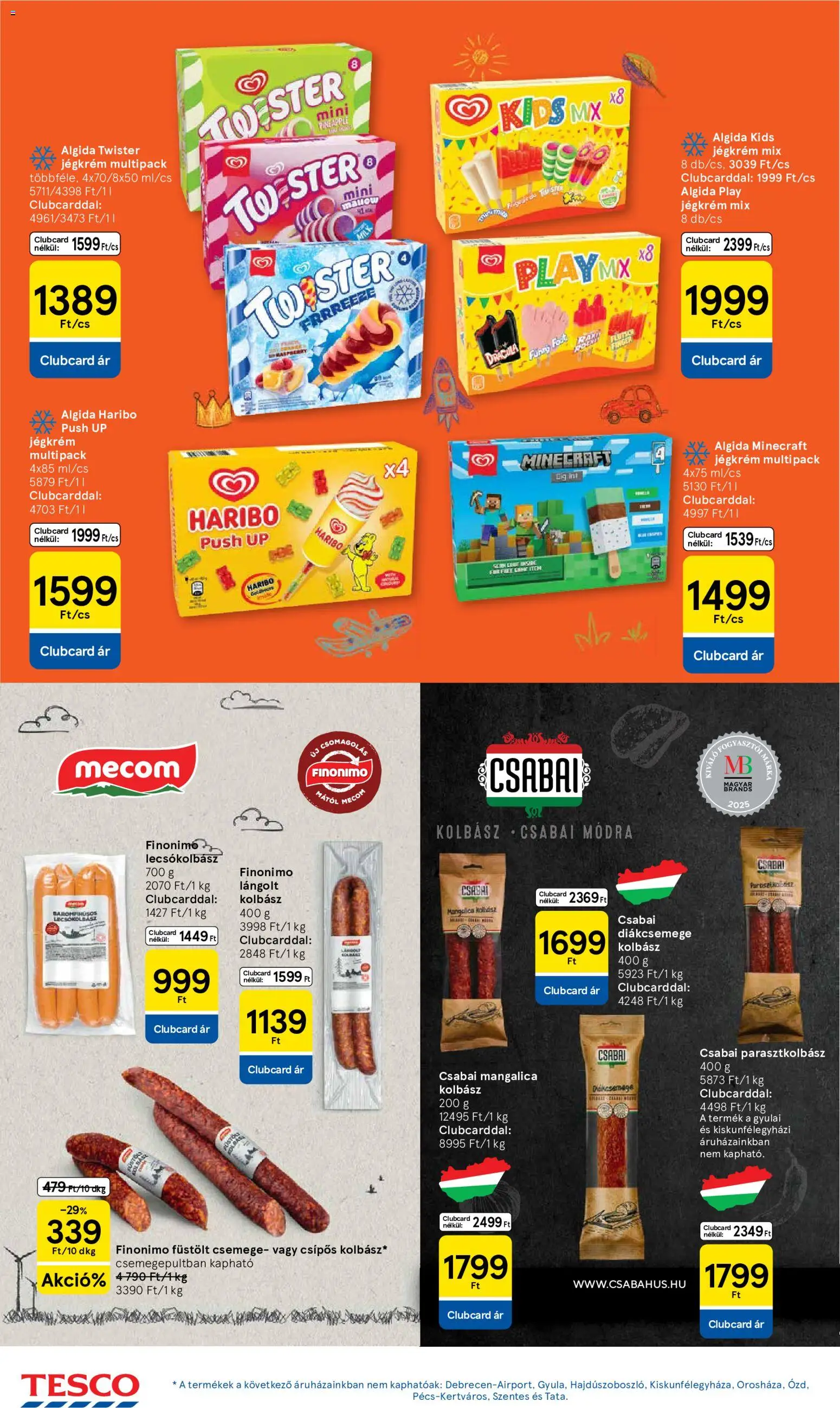 Tesco akciós ujság - amely érvényes a következő dátumtól: 21.05.2026 | Oldal: 18 | Termékek: Kolbász, Lángolt kolbász, Lecsókolbász, Jégkrém