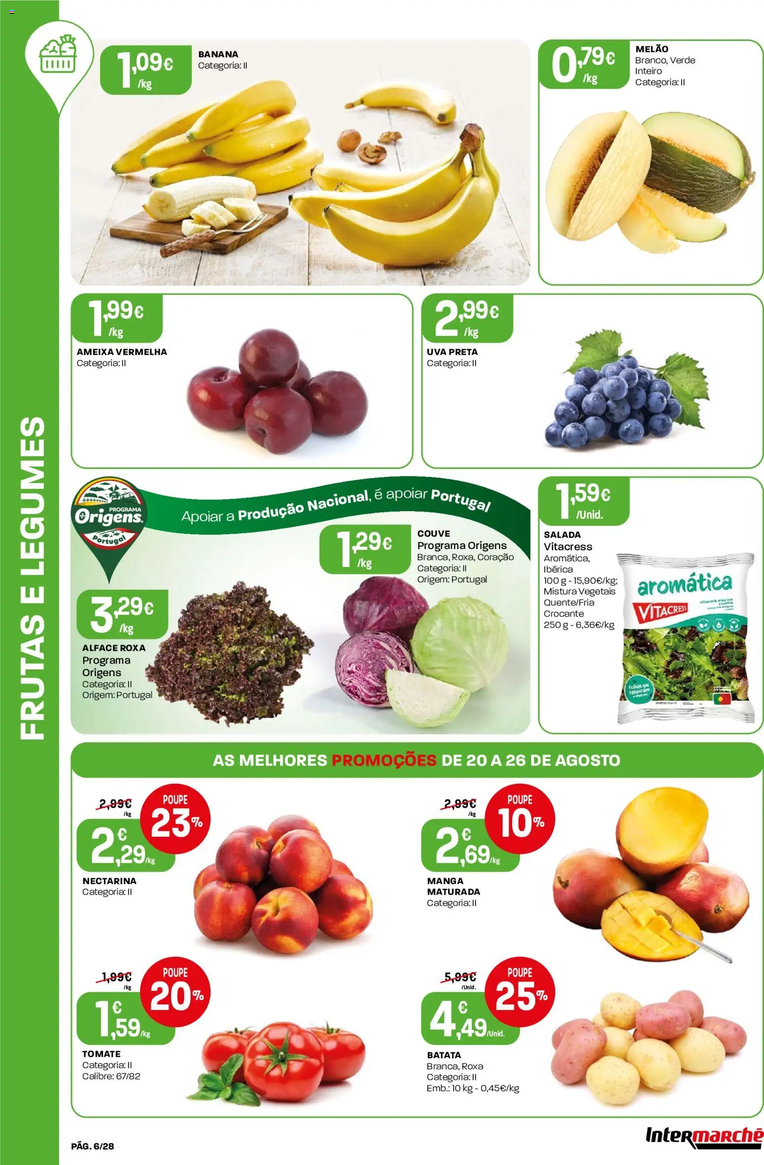 Intermarché Folheto Contact │ válido de 20/08/2026 | Página: 6 | Produtos: Batata, Banana, Manga, Melão