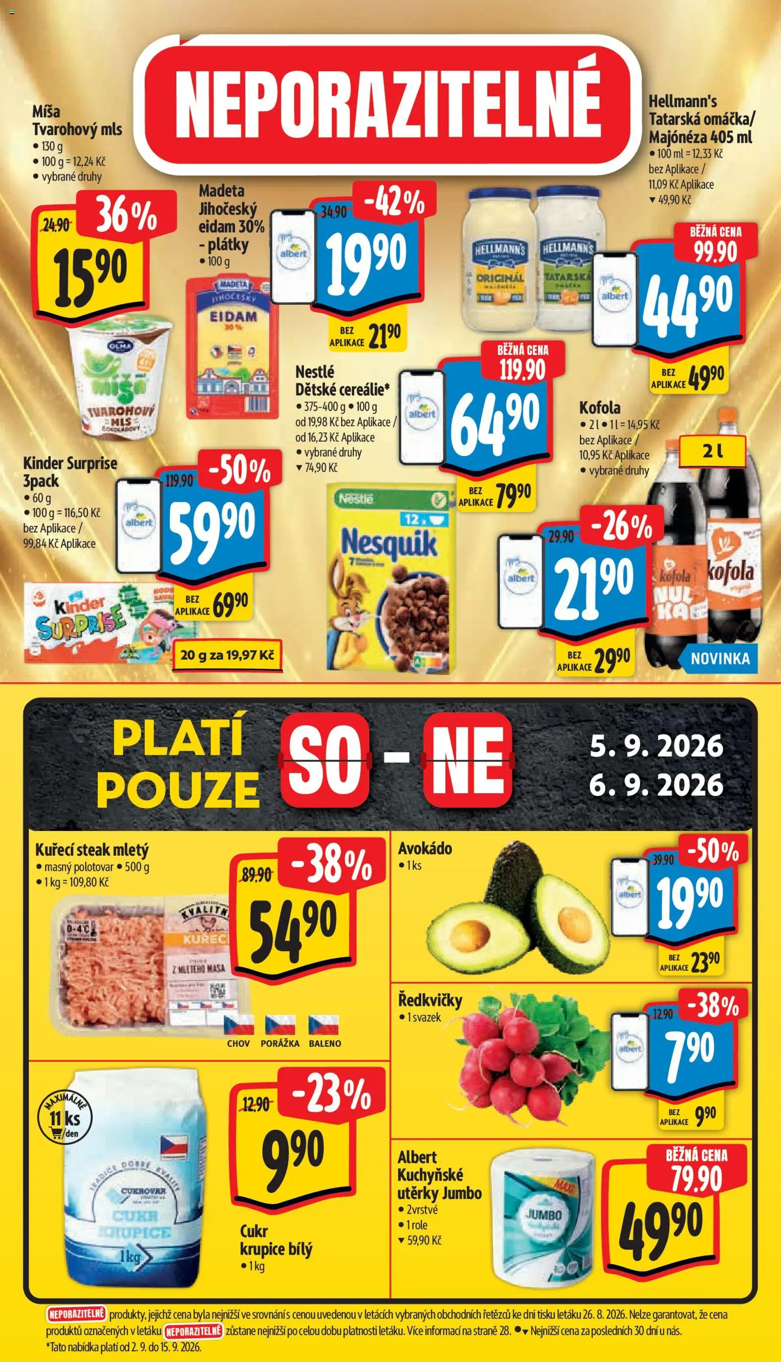 Albert leták - Hypermarket od 02.09.2026 | Strana: 8 | Produkty: Cukr krupice, Eidam, Ředkvičky, Kinder