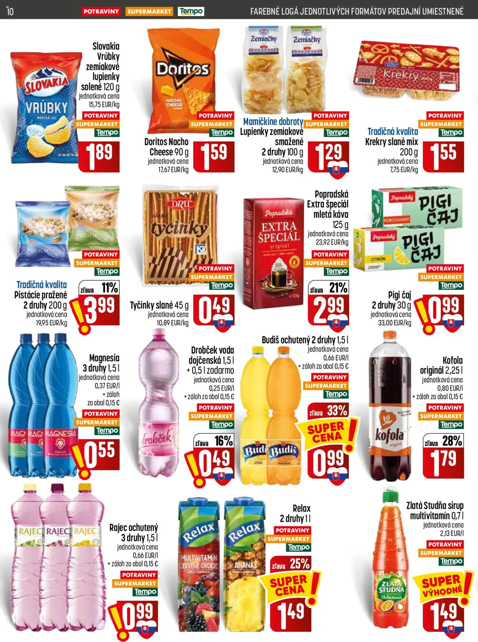 Nové COOP Jednota akcie – leták je platný od 23.07.2026 | Strana: 10 | Produkty: Čaj, Rajec, Kofola, Voda