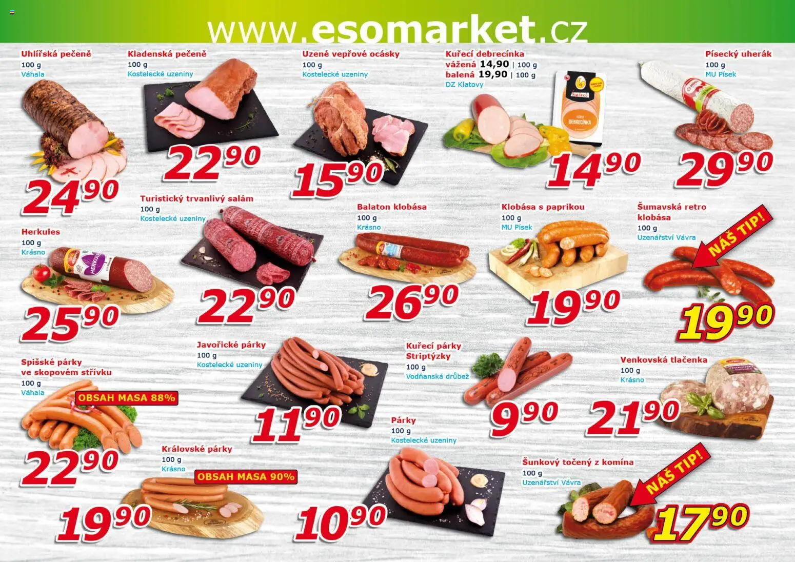 Eso market leták od 16.09.2026 | Strana: 2 | Produkty: Drůbež, Salám, Písek, Uzeniny