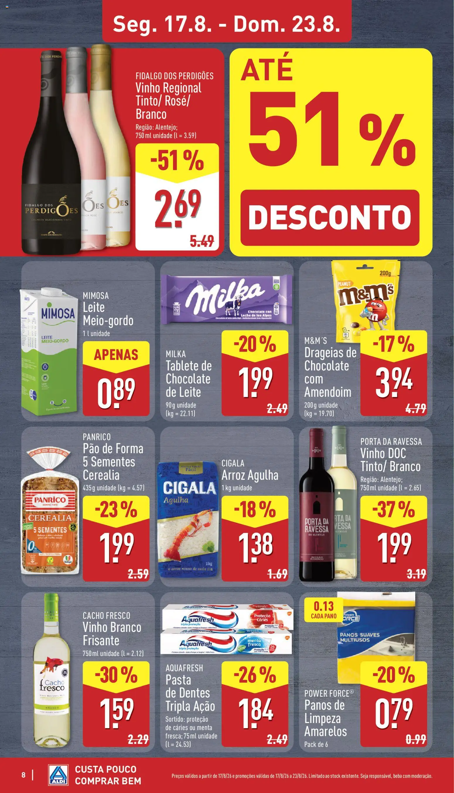 Aldi folheto │ válido de 17/08/2026 | Página: 8 | Produtos: Porta, Vinho branco, Panos de limpeza, Arroz