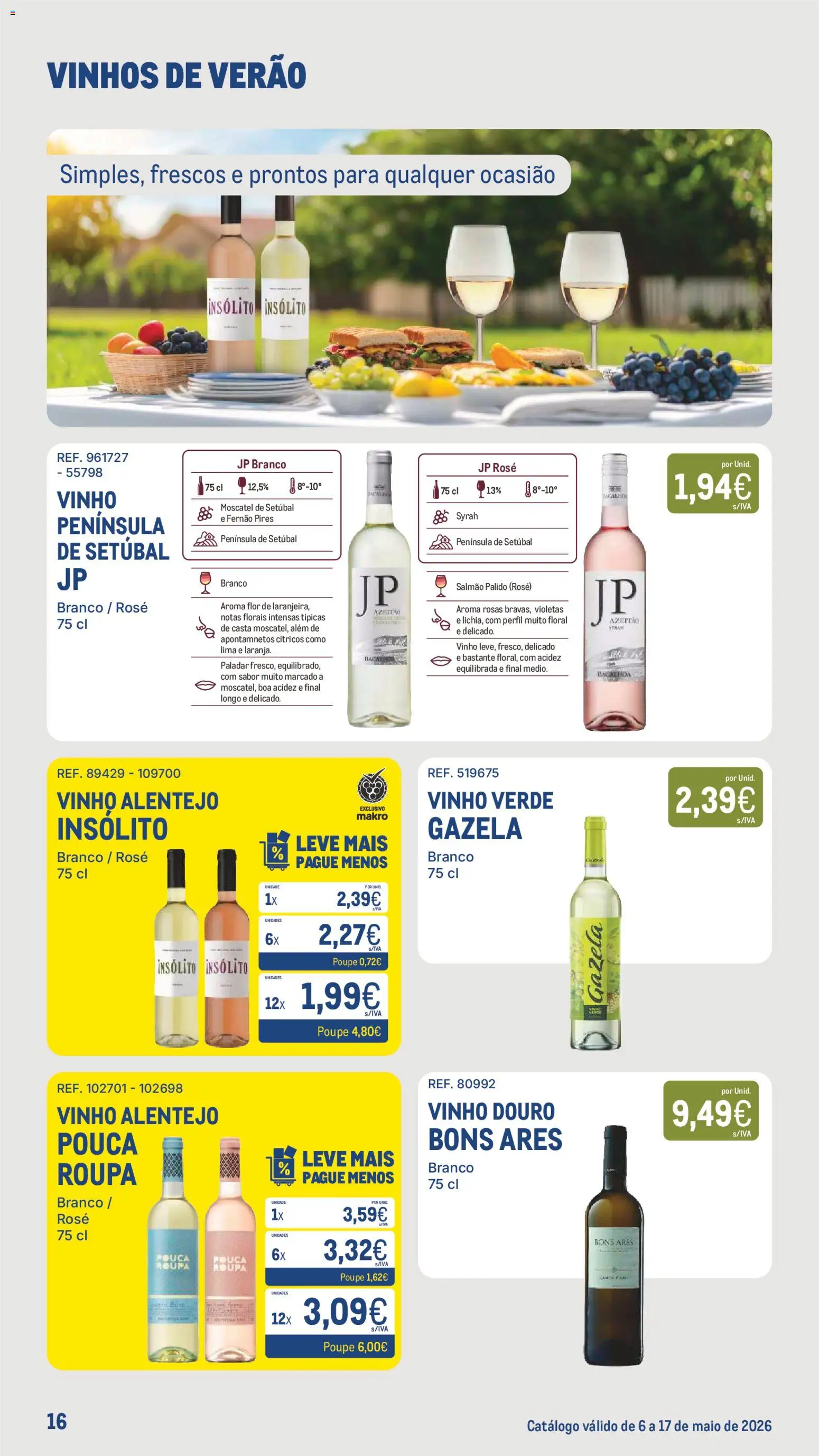 Makro - Especial Vinhos de Verão │ válido de 06.05.2026 | Página: 16 | Produtos: Salmão, Vinho