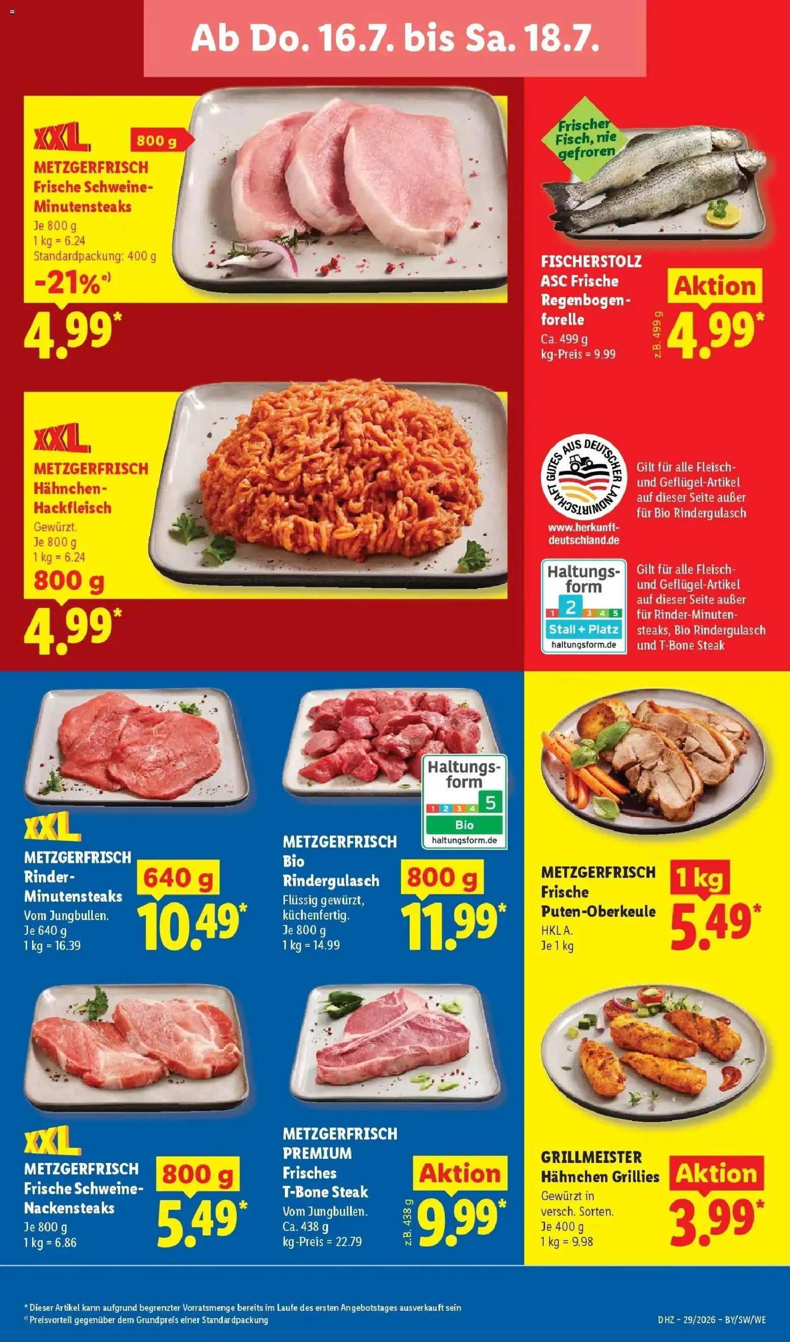 Lidl Prospekt Plettenberg – gültig ab 13.07.2026 | Seite: 65 | Produkte: Nackensteaks, Rindergulasch, Fleisch, Hackfleisch