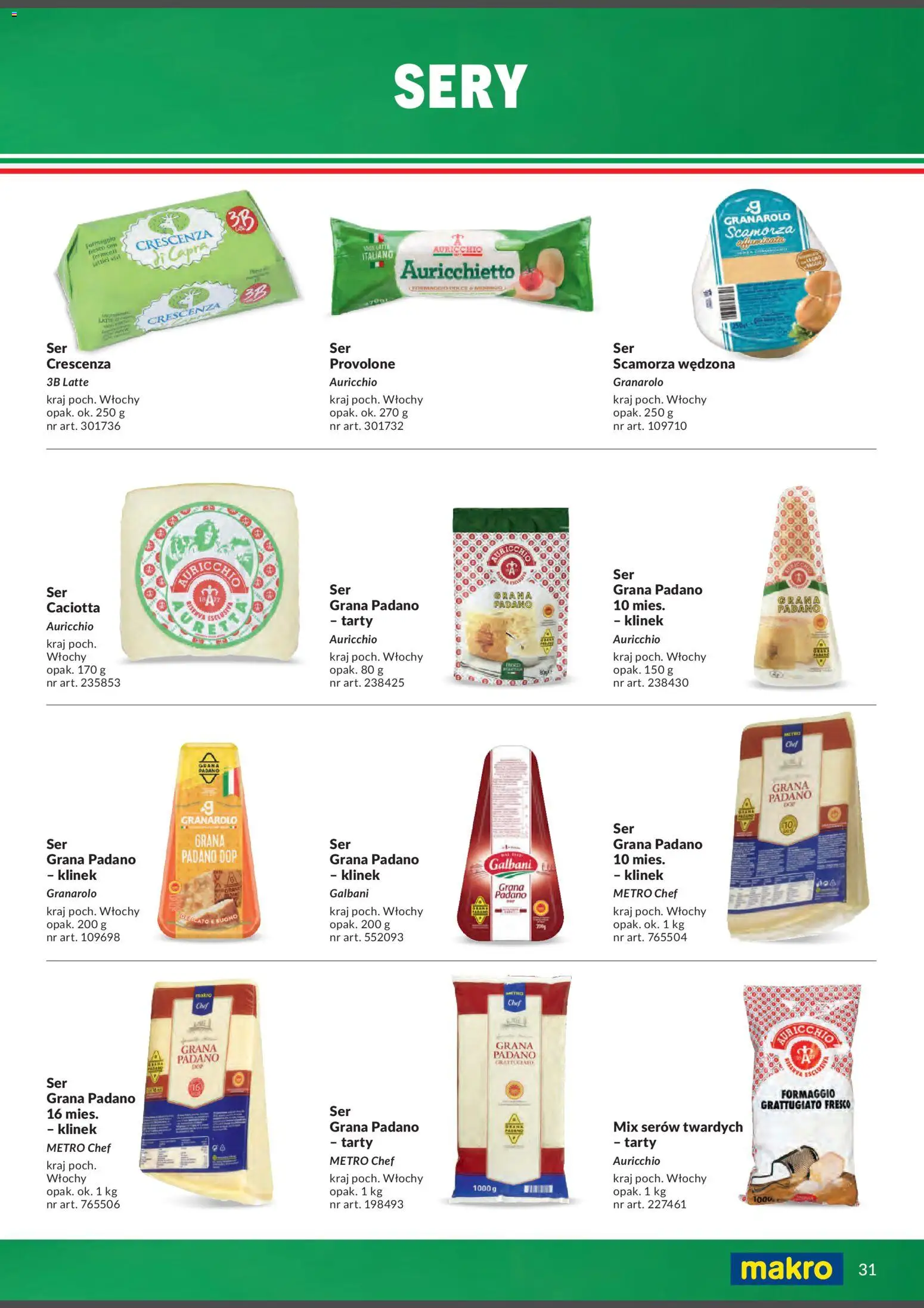 Makro Gazetka - Italia od 01.02.2026 | Strona: 31 | Produkty: Grana padano, Sery, Fresco