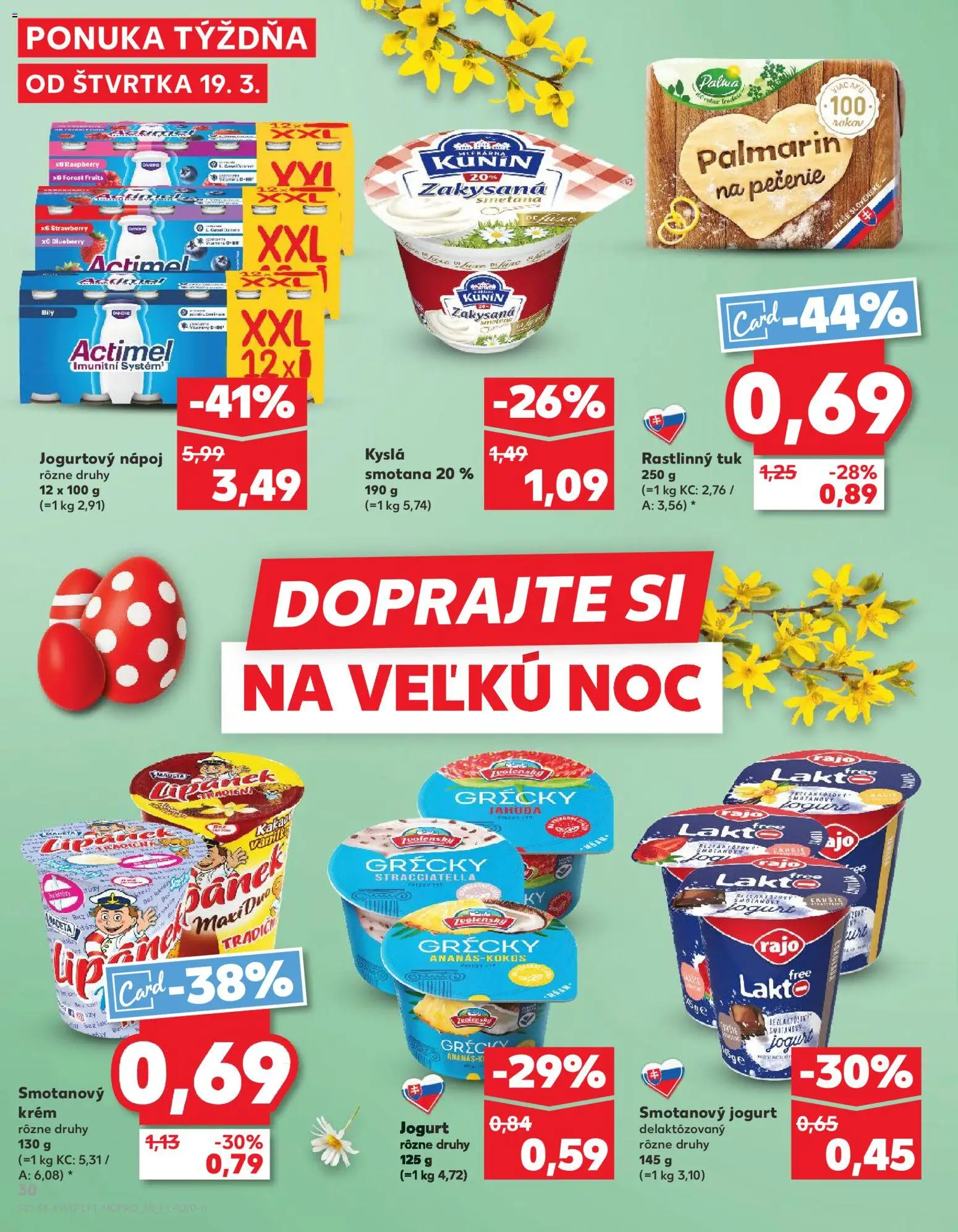 Nové Kaufland akcie – leták je platný od 19.03.2026 | Strana: 30 | Produkty: Jogurt, Smotana, Palmarin, Actimel