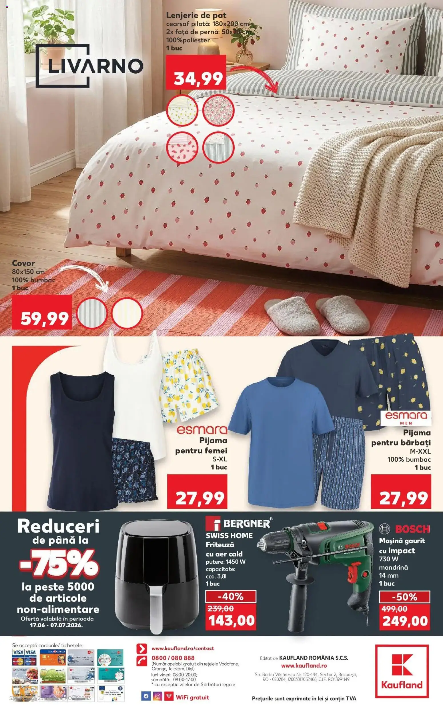 Noul catalog Kaufland – valabil de la 17.06.2026 | Pagină: 34 | Produse: Friteuză, Pat, Lenjerie de pat, Pernă
