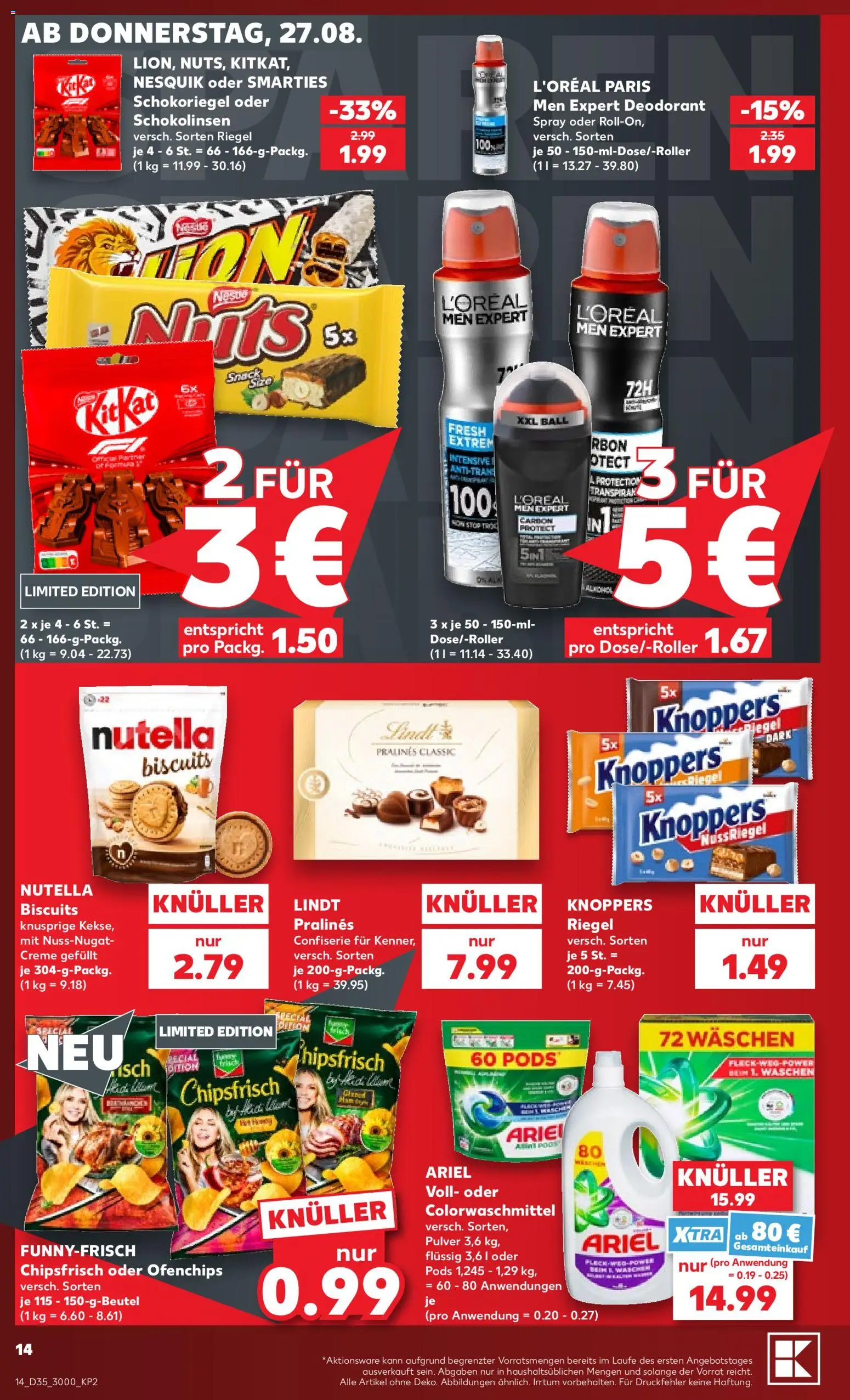 {H1} | Pagina: 14 | Producten: Deodorant, Lindt, Crème, Nutella