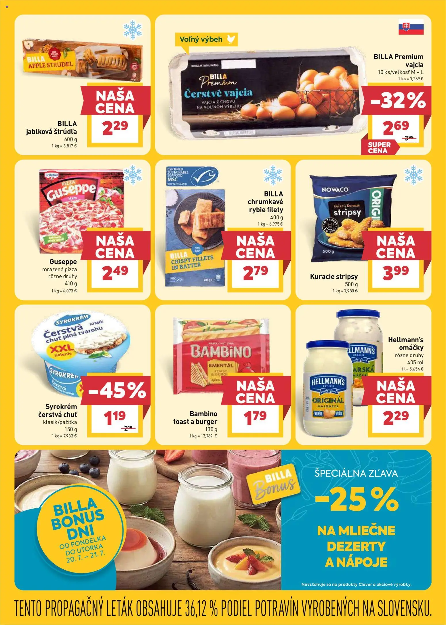 Nové Billa akcie – leták je platný od 15.07.2026 | Strana: 11 | Produkty: Majonéza, Nápoje, Mrazená pizza, Stripsy