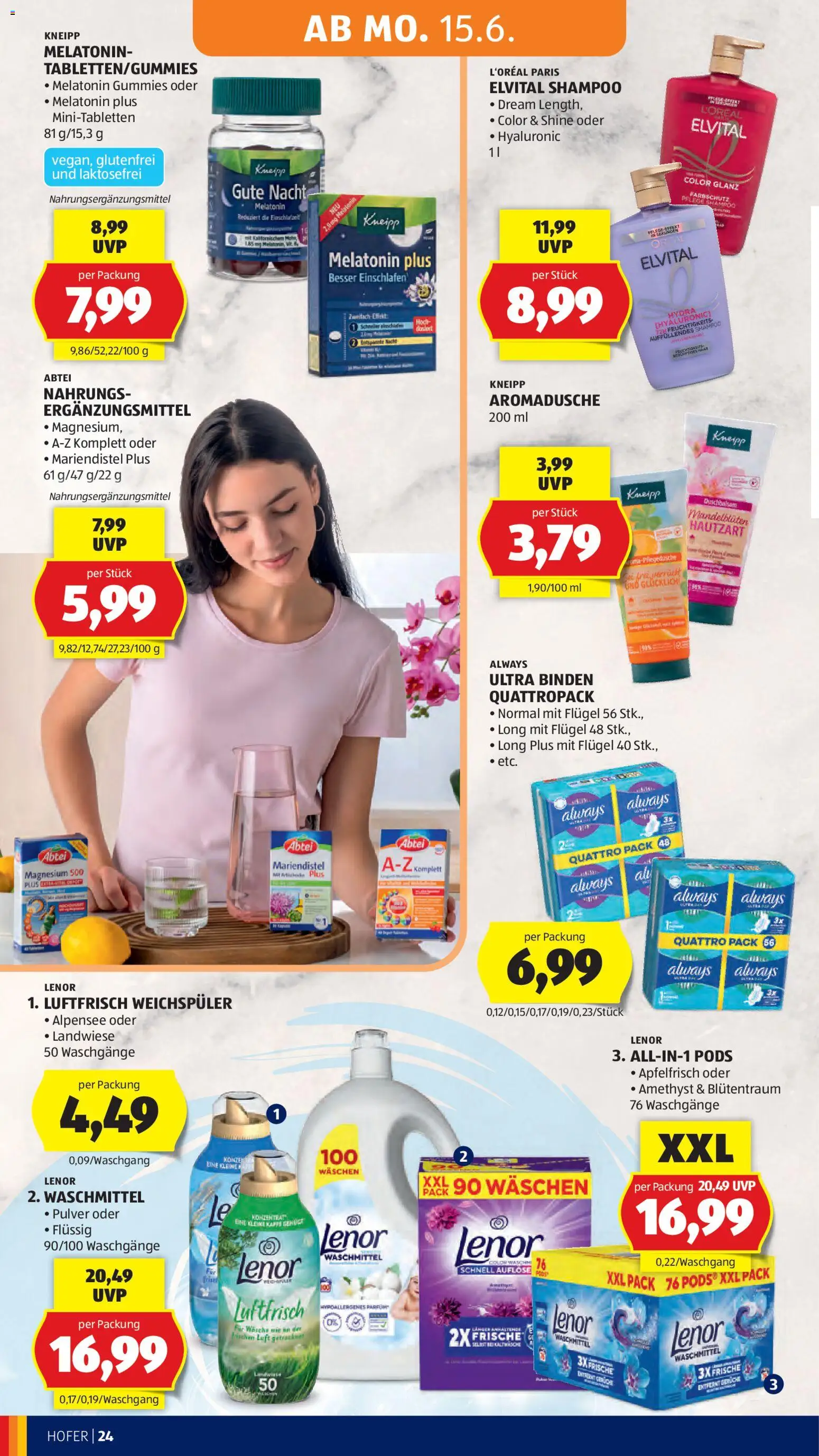 Hofer Flugblatt gültig ab 12.06.2026 | Seite: 28 | Produkte: Kappe, Shampoo, Weichspüler, Waschmittel