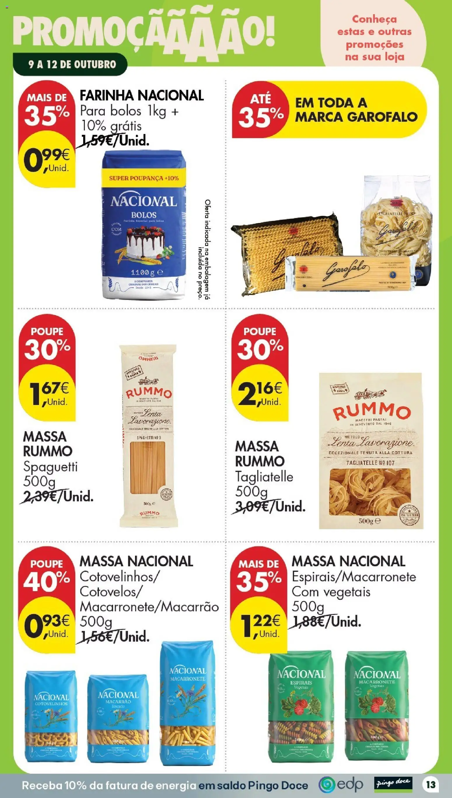 Pingo Doce Folheto Poupe Este Fim de Semana │ válido de 09/10/2026 | Página: 13 | Produtos: Macarrão, Massa, Farinha