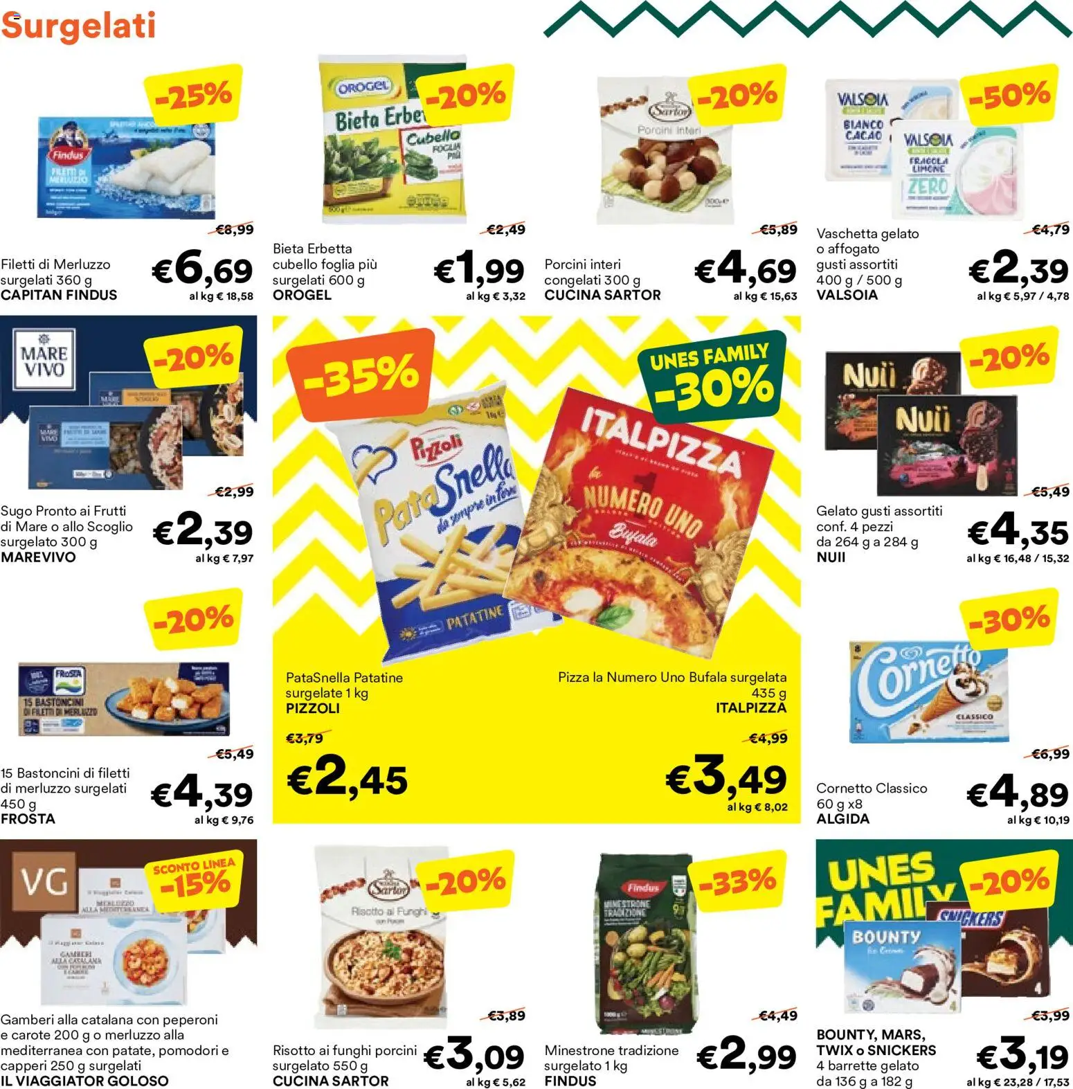 Volantino Unes del 09/09/2026 | Pagina: 2 | Prodotti: Minestrone, Erbe, Merluzzo, Patatine