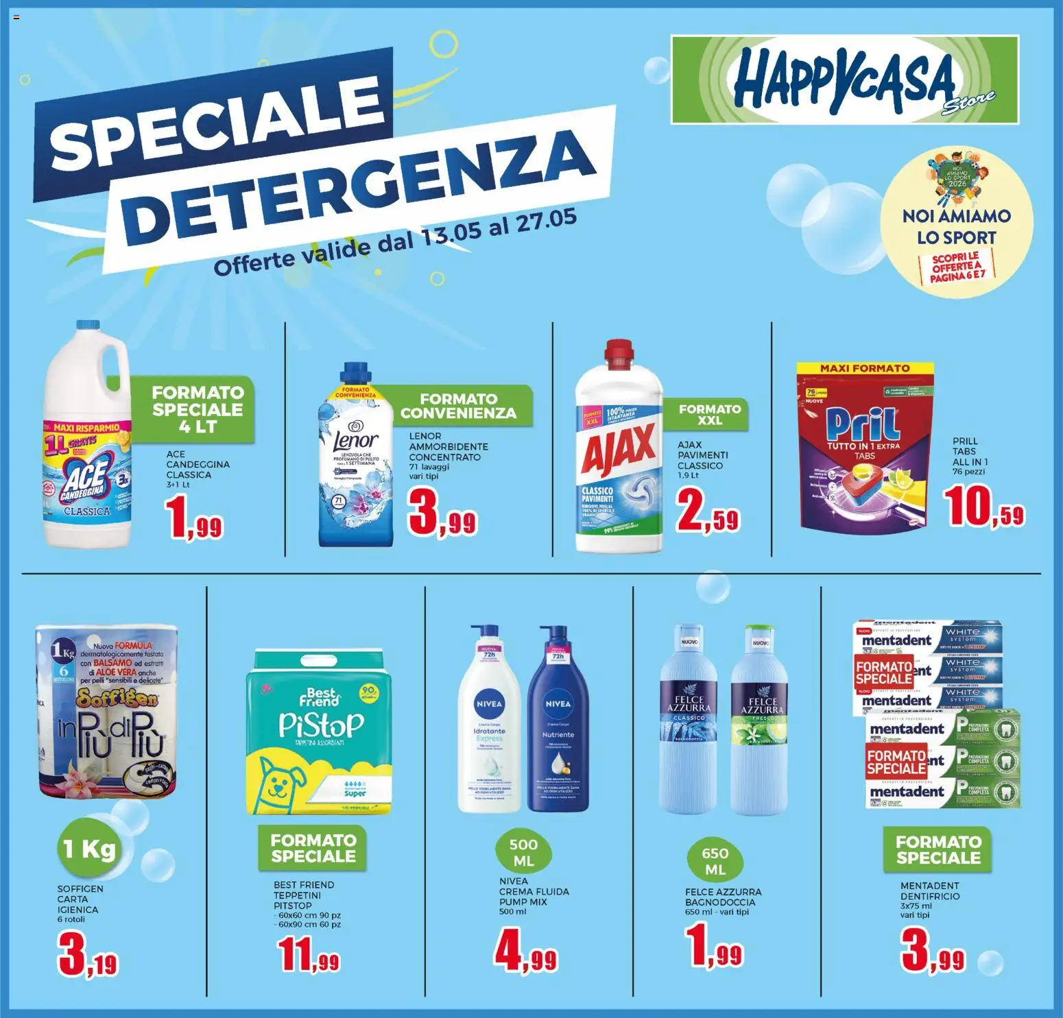 Volantino Happy Casa del 13.05.2026 | Pagina: 33 | Prodotti: Crema, Candeggina, Aloe vera, Lenzuola