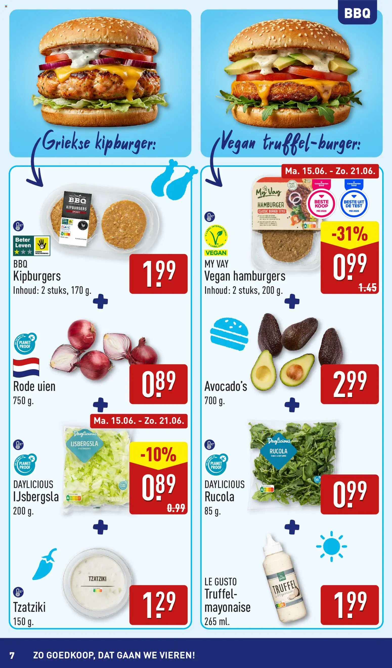 {H1} | Pagina: 7 | Producten: Rucola, Hamburger