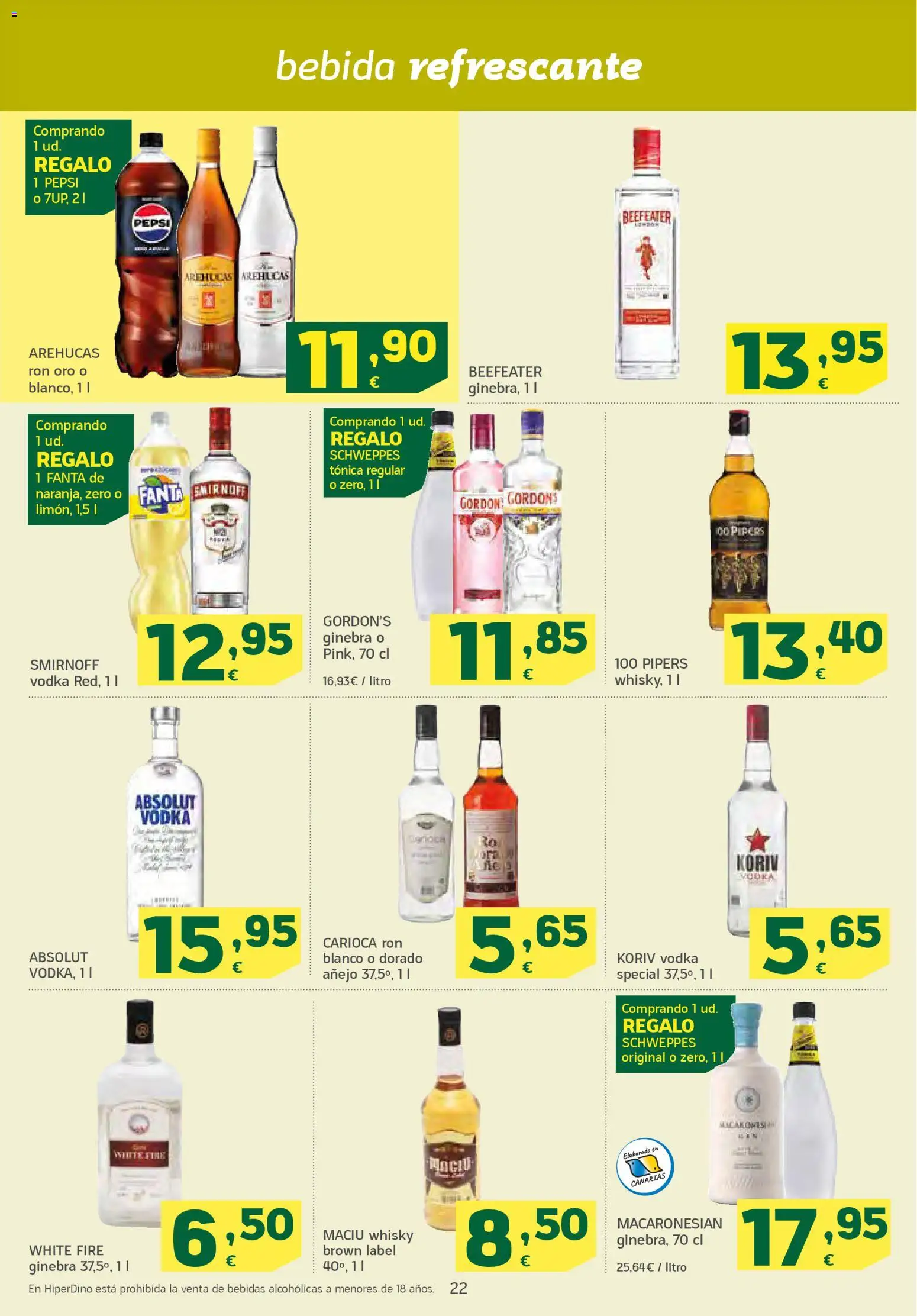 HiperDino folleto │ válido desde el 10.03.2026 | Página: 22 | Productos: Ron, Ginebra, Vodka, Whisky