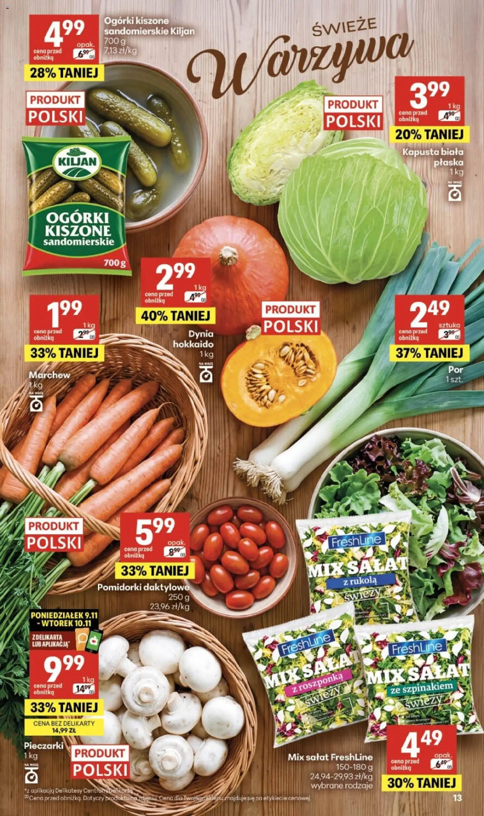 Delikatesy Centrum gazetka - Sklepy Własne od 05.11.2026 | Strona: 13 | Produkty: Rukola, Marchew, Mix sałat, Ogórki