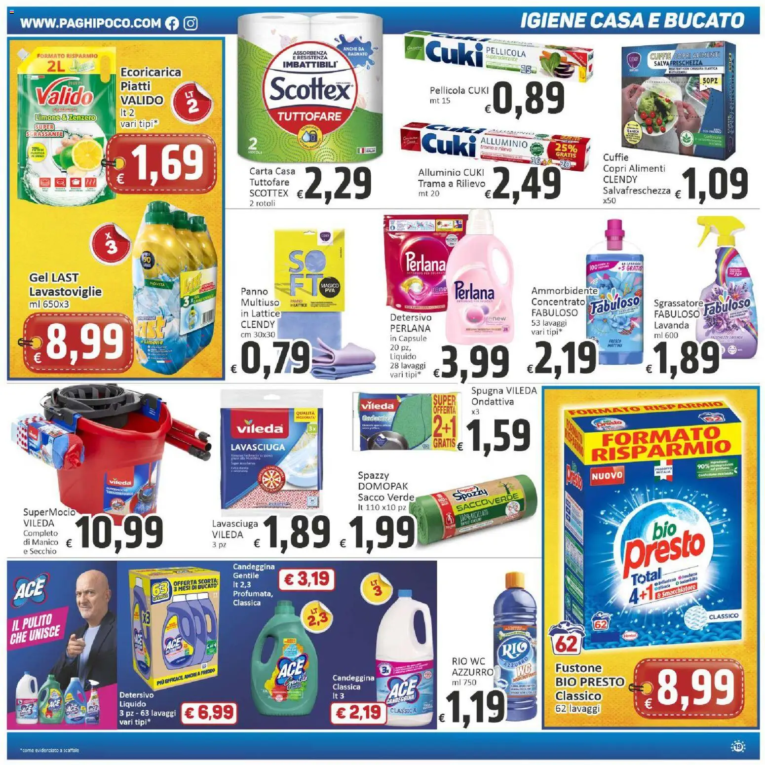 Volantino Paghi Poco del 29.05.2026 | Pagina: 19 | Prodotti: Candeggina, Sgrassatore, Alluminio, WC
