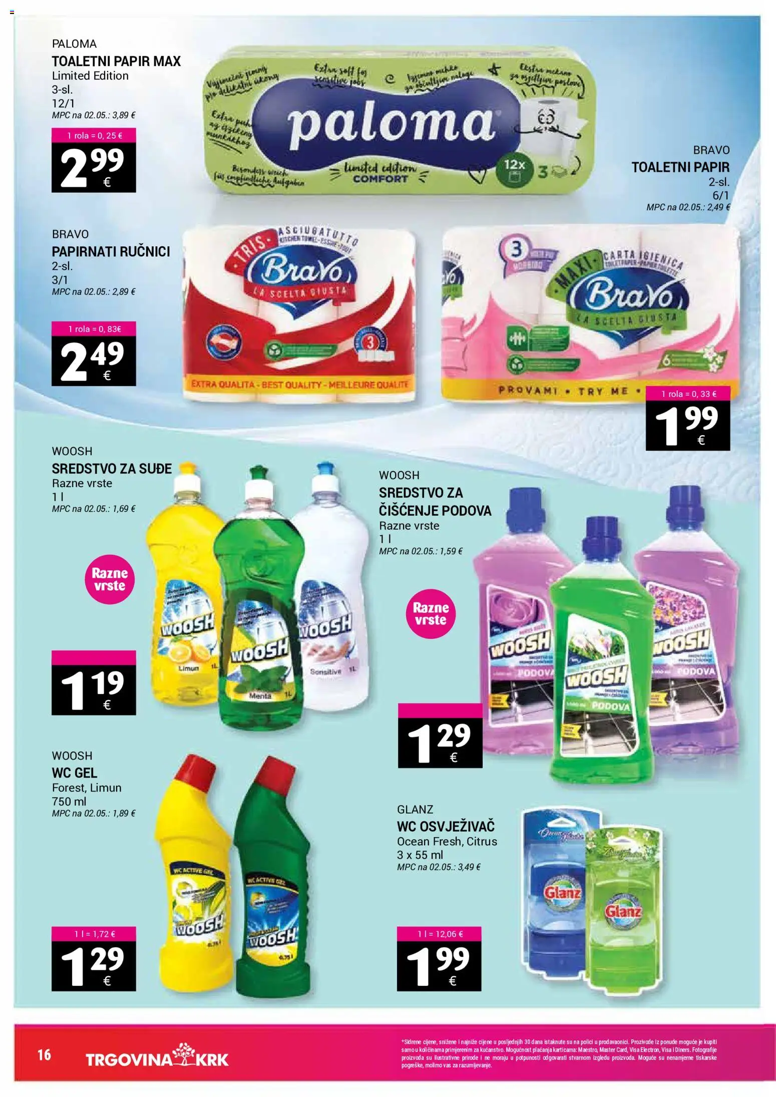 Trgovina Krk katalog | vrijedi od 01.08.2026 | Stranica: 16 | Proizvodi: Papirnati ručnici, Toaletni papir, Limun