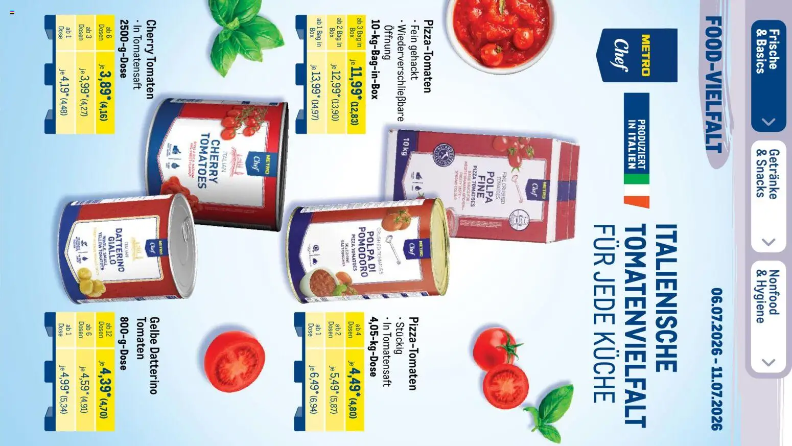 Metro Prospekt – gültig ab 06.07.2026 | Seite: 19 | Produkte: Küche, Tomaten, Pizza