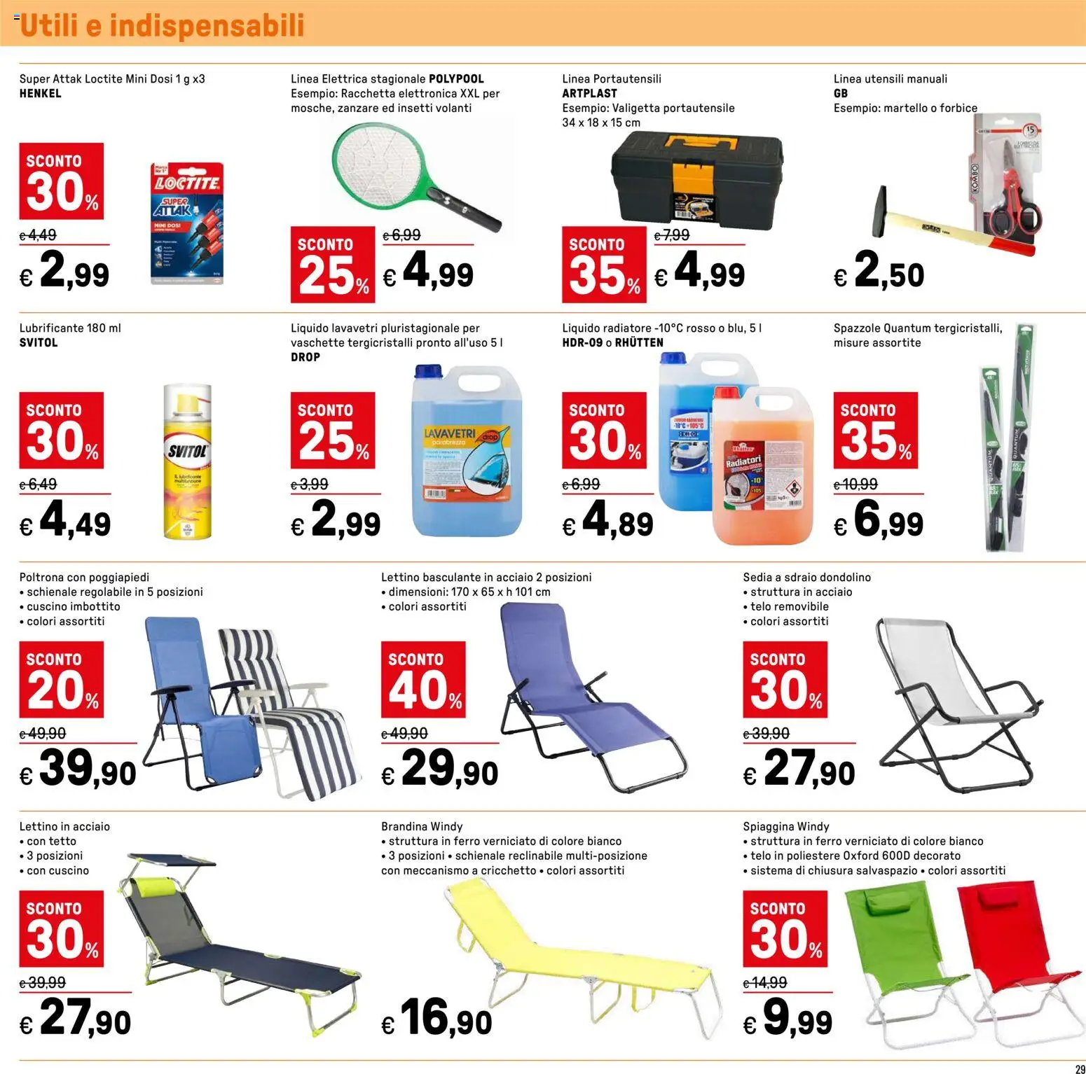 Volantino Iper del 11.05.2026 | Pagina: 29 | Prodotti: Poggiapiedi, Martello, Cuscino, Valigetta