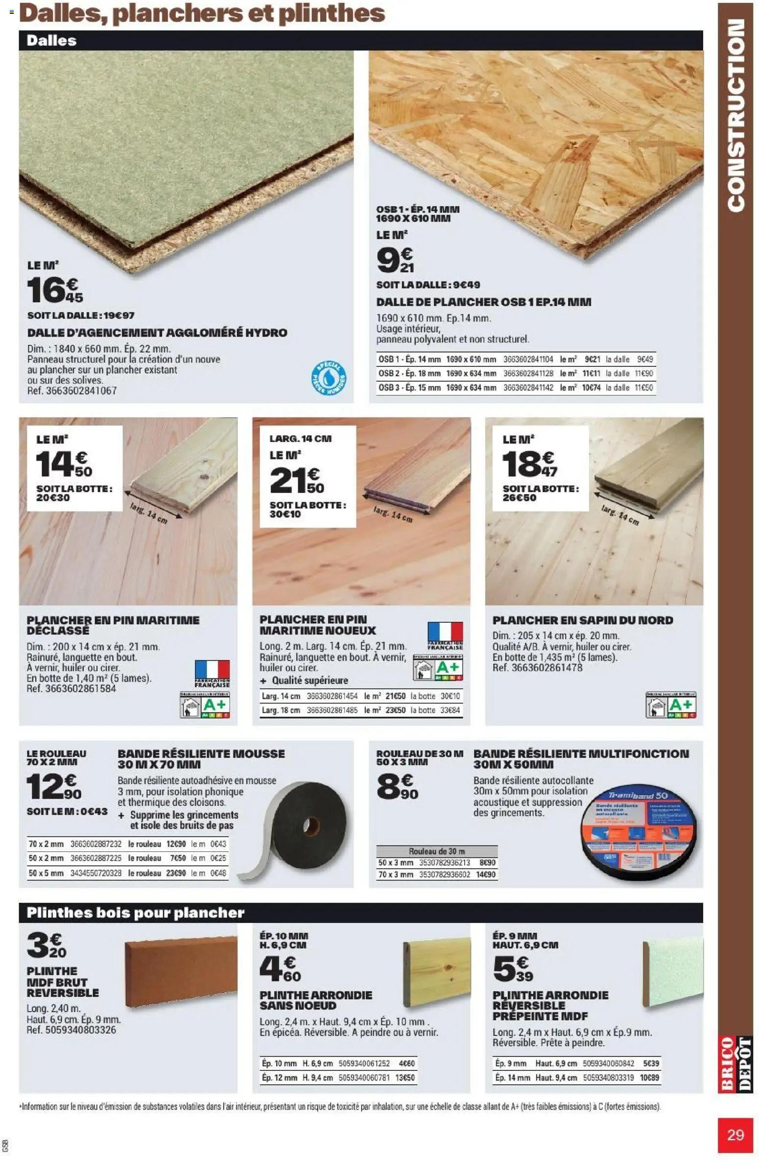 {H1} | Page: 29 | Produits: Dalle, Plinthe, Mousse, Rouleau