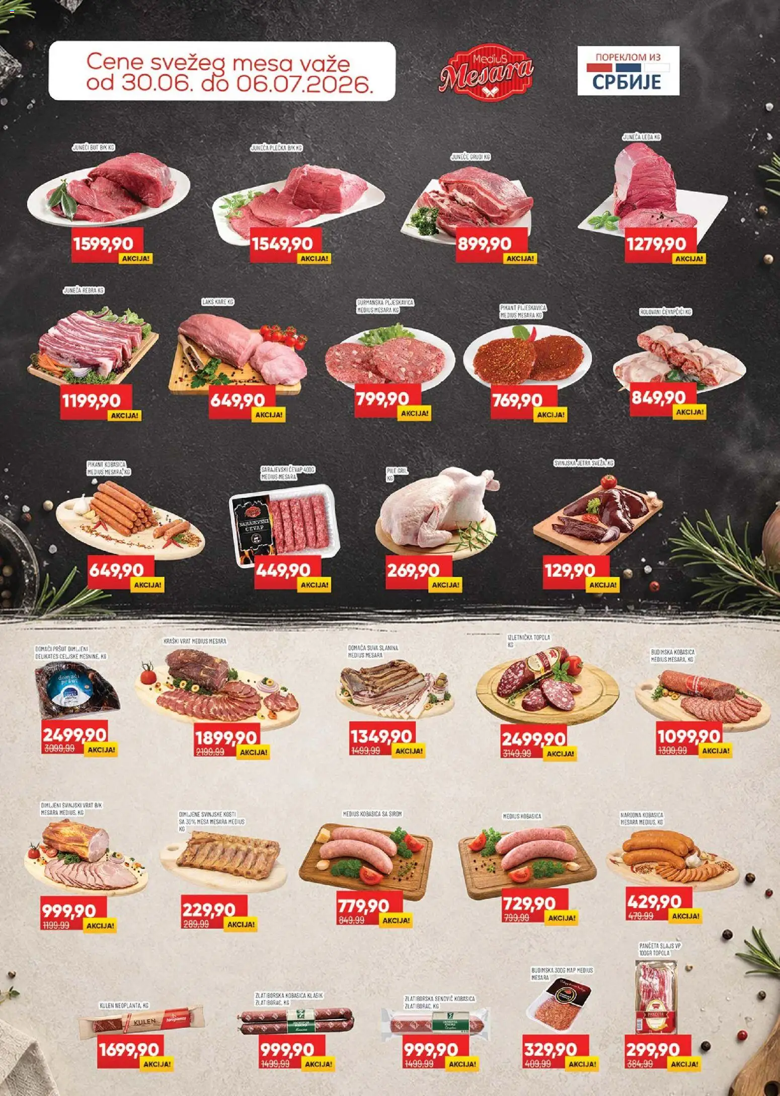 Medius katalog - važi od 30.06.2026 | Strana: 2 | Proizvode: Suva slanina, Panceta, Budimska kobasica, Slanina