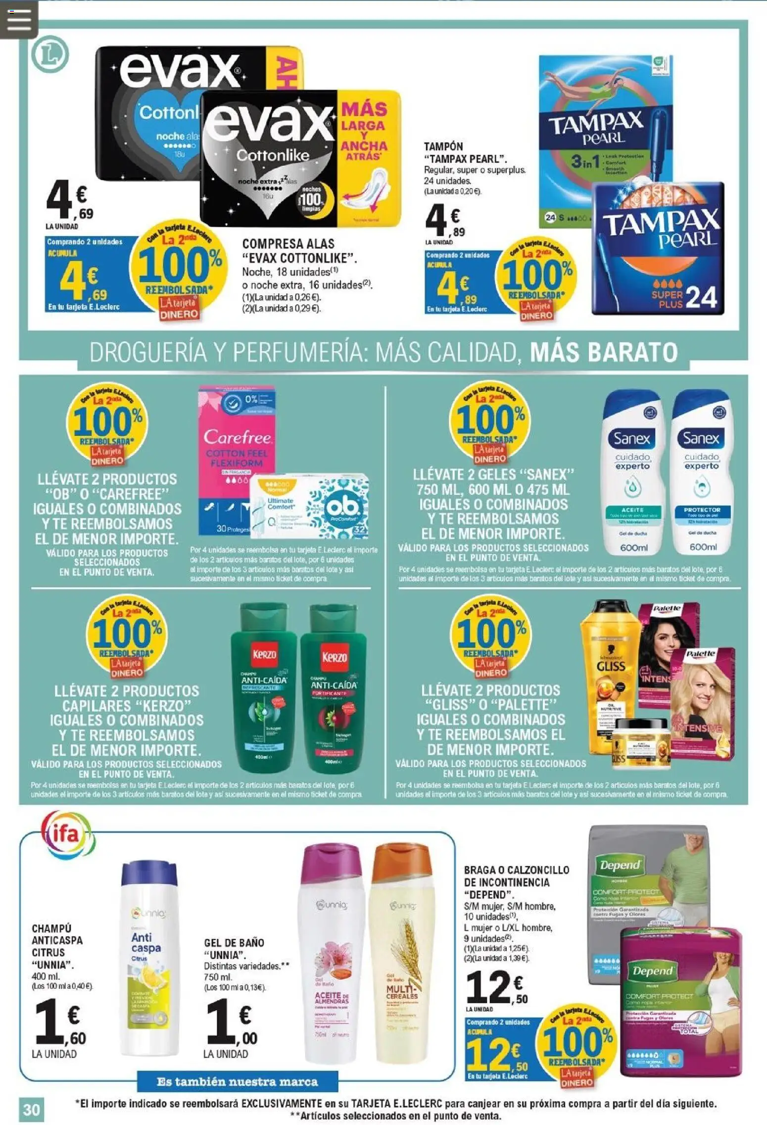 E.Leclerc folleto │ válido desde el 17.06.2026 | Página: 30 | Productos: Champú, Gel de baño, Té, Ducha
