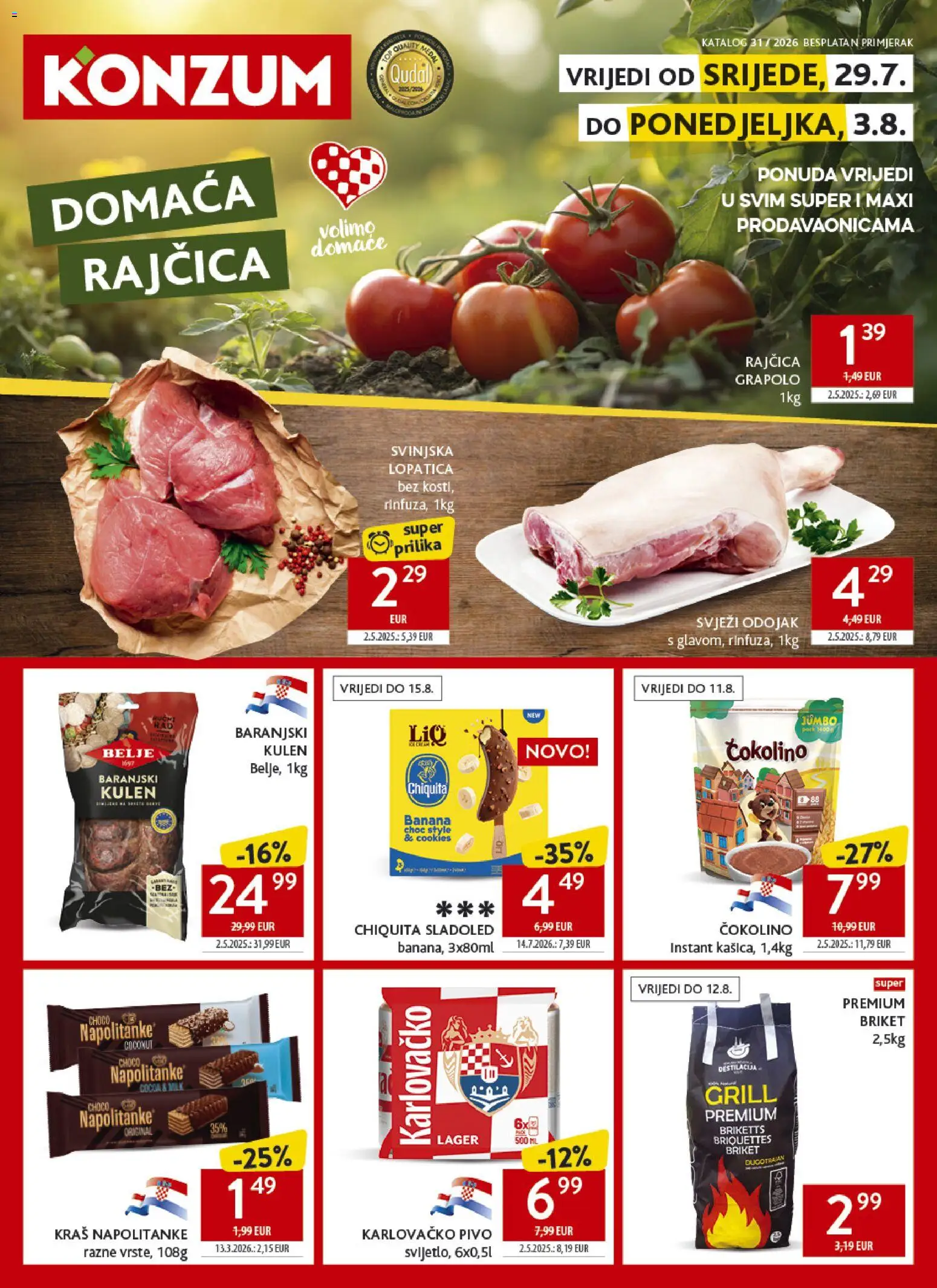 Konzum HR akciós ujság - amely érvényes a következő dátumtól: 2026.07.29. | Oldal: 1 | Termékek: Grill