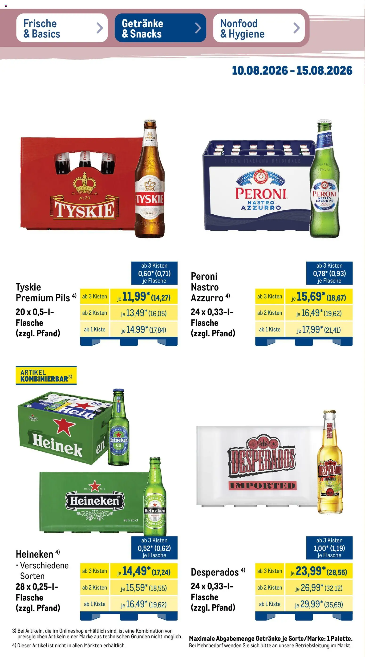 Metro Prospekt – gültig ab 10.08.2026 | Seite: 28 | Produkte: Tyskie, Pils, Heineken, Desperados